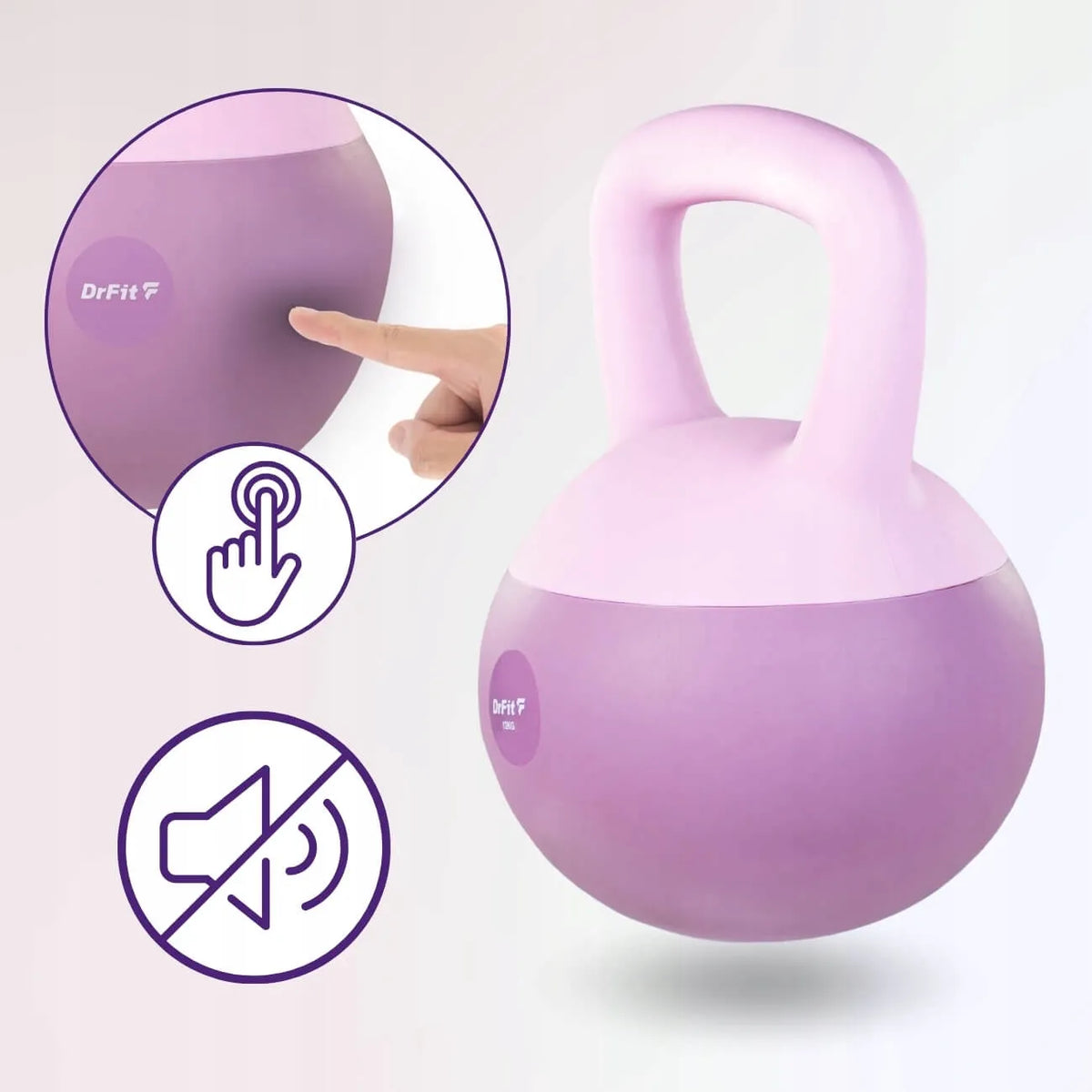 DrFit Kettlebell svoris, mankštos svoris, fioletinė spalva, 12 kg
