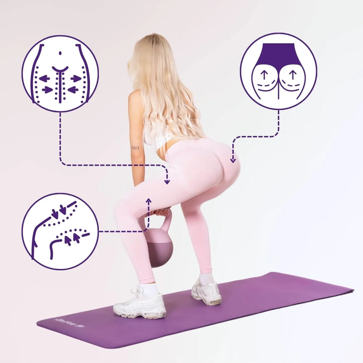 DrFit Kettlebell svoris, mankštos svoris, fioletinė spalva, 12 kg