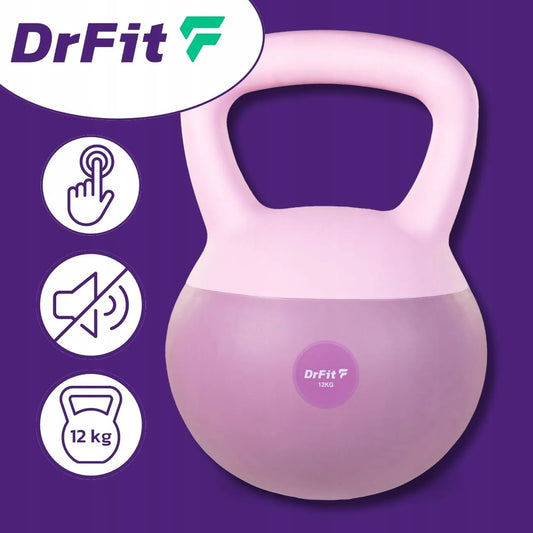 DrFit Kettlebell svoris, mankštos svoris, fioletinė spalva, 12 kg