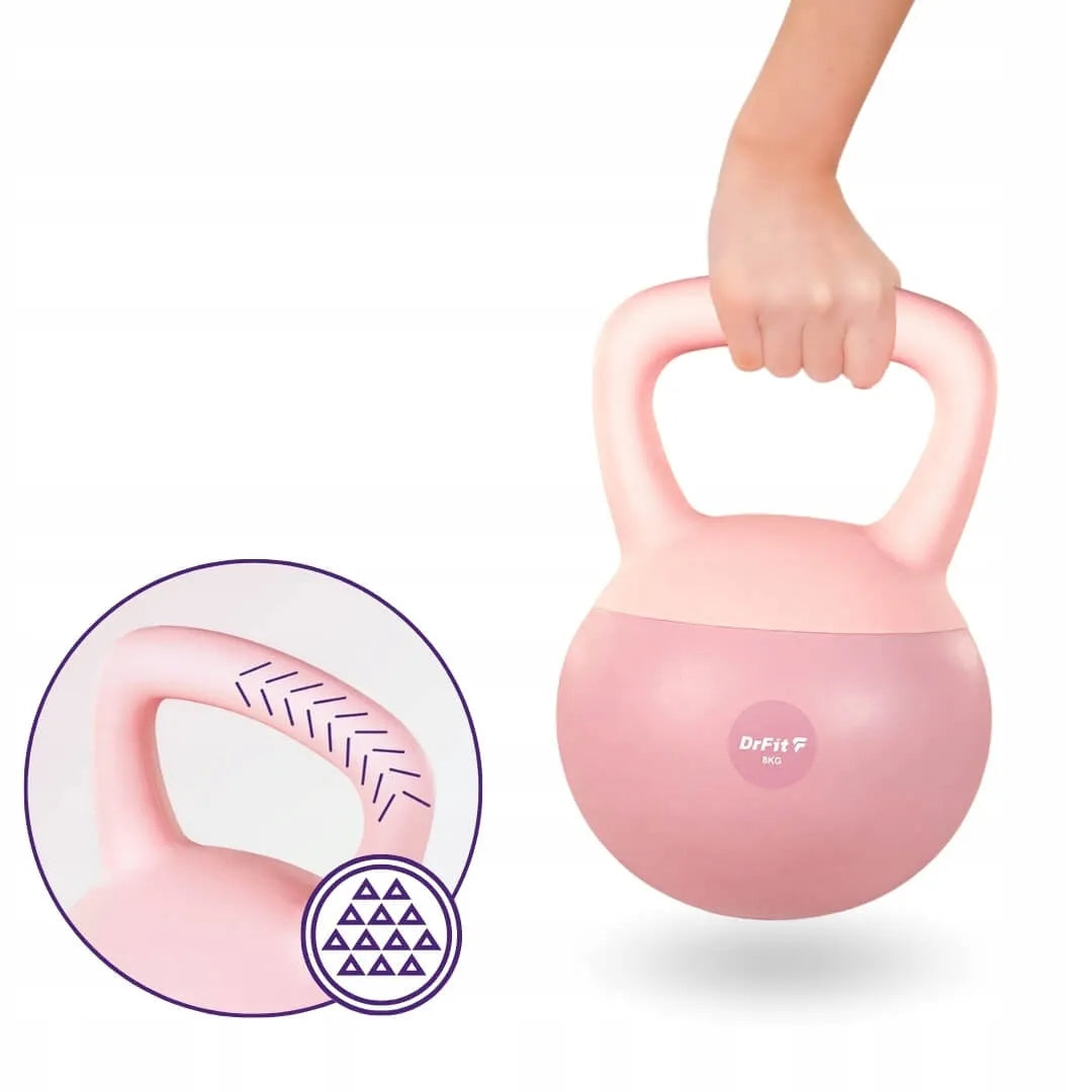 DrFit kettlebell svoris sportui, 8 kg, rožinis
