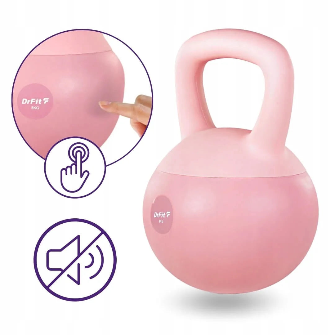 DrFit kettlebell svoris sportui, 8 kg, rožinis