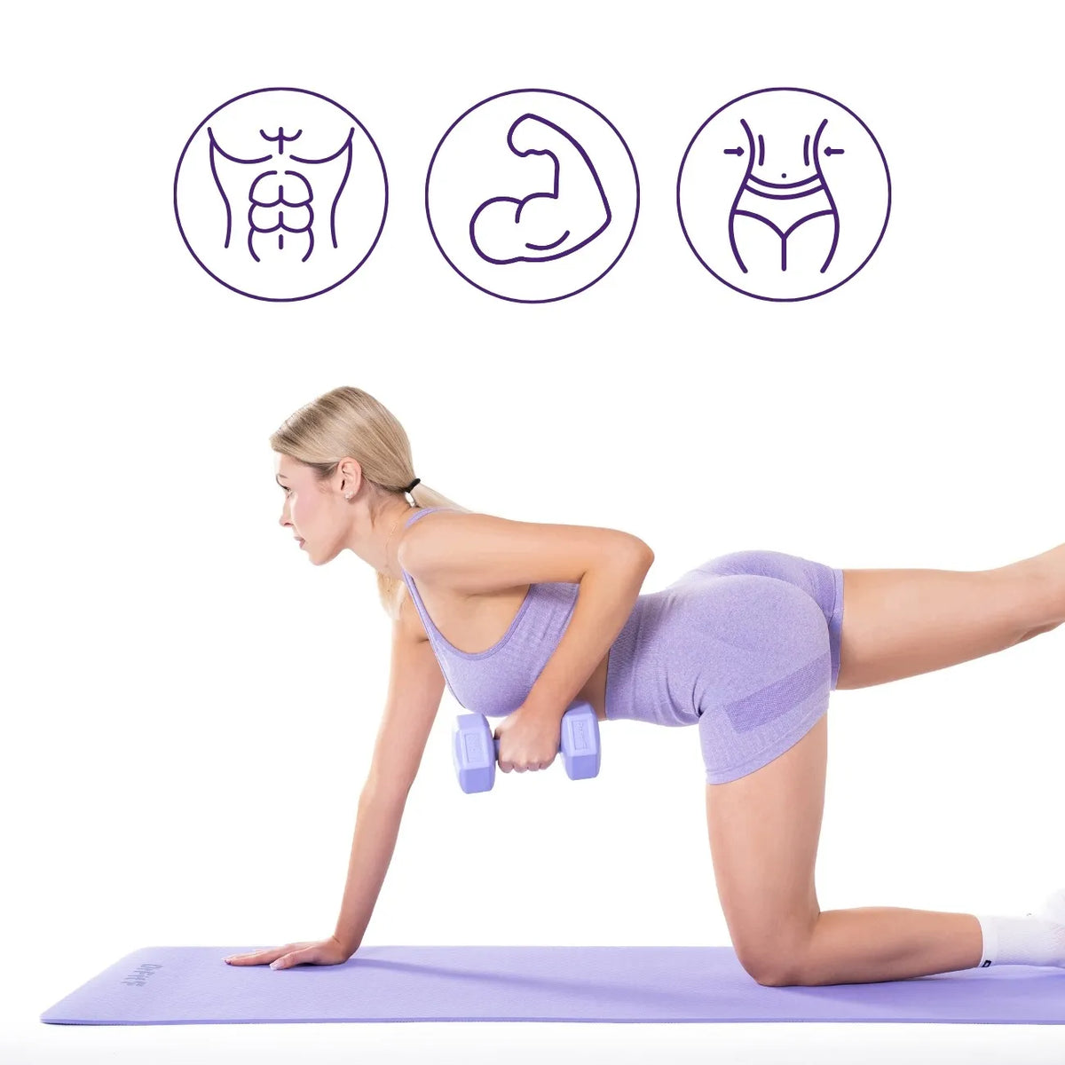 DrFit šešiakampiai fitneso svarmenys, 2x1,5 kg rinkinys, violetiniai