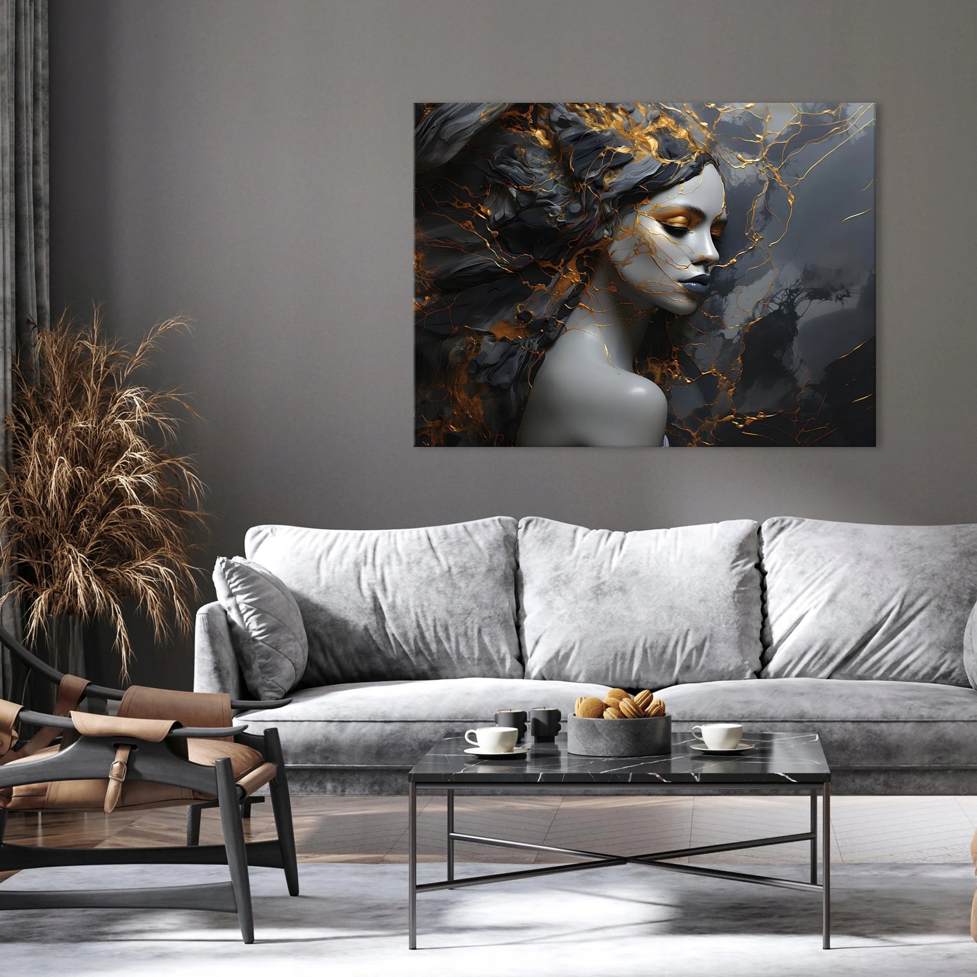 Drobė „ABSTRAKCIJA MARMURAS MOTERIS“ 120x80 cm – sienų dekoras svetainei arba miegamajam