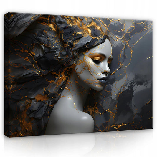 Drobė „ABSTRAKCIJA MARMURAS MOTERIS“ 120x80 cm – sienų dekoras svetainei arba miegamajam
