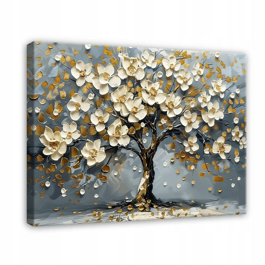 Drobė „Gyvybės medis su gėlėmis“ miegamajam ir svetainei, 100x70 cm