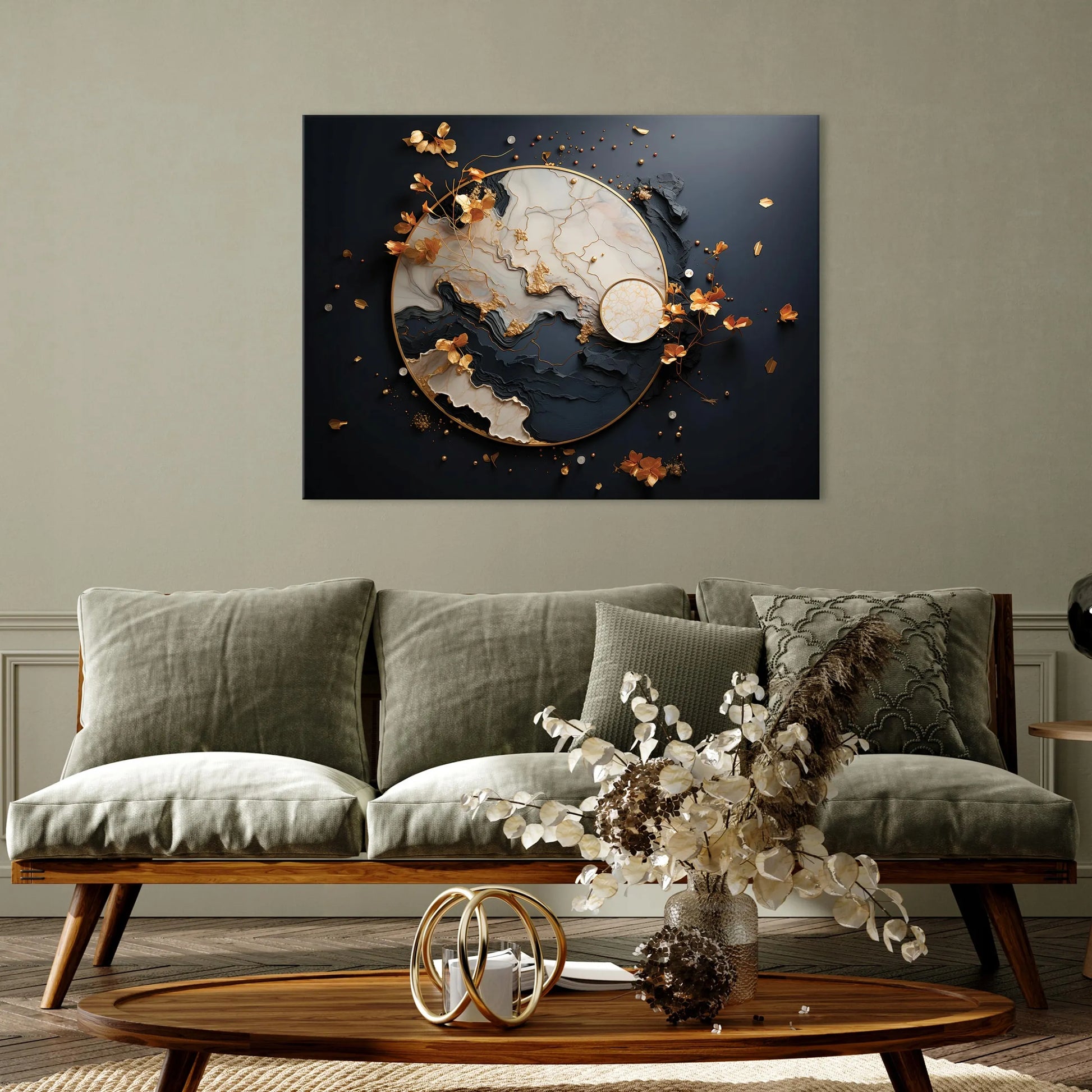 Drobė „Juodo marmuro abstrakcija“ svetainei ir miegamajam 120x80