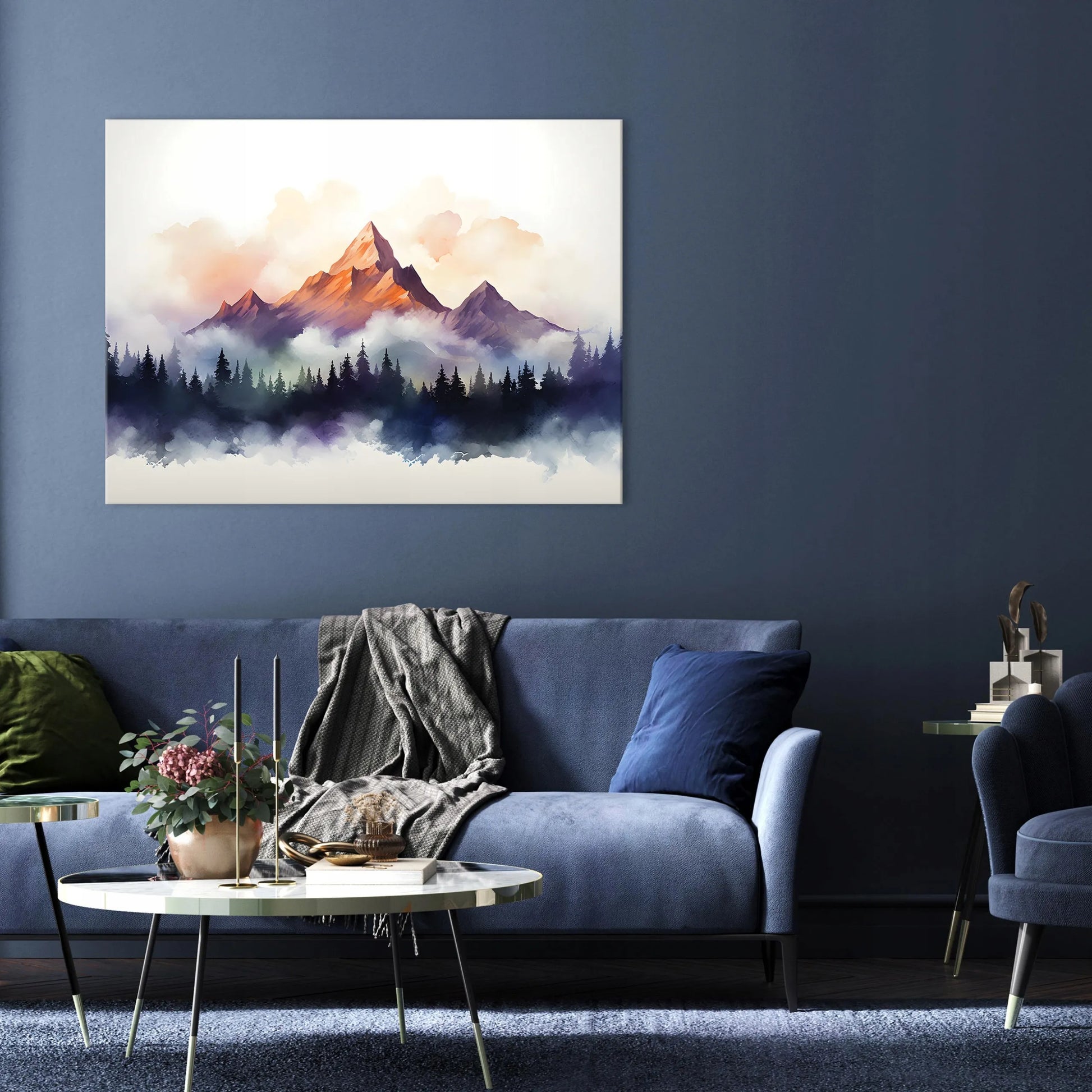 Drobė „KALNŲ ABSTRAKCIJA GAMTA“ sienų dekoras miegamajam ir svetainei 120x80