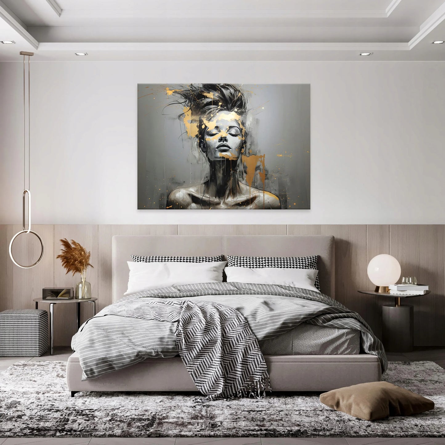 Drobė paveikslas Moters veidas abstrakcija didelis XXL svetainei miegamajam 120x80