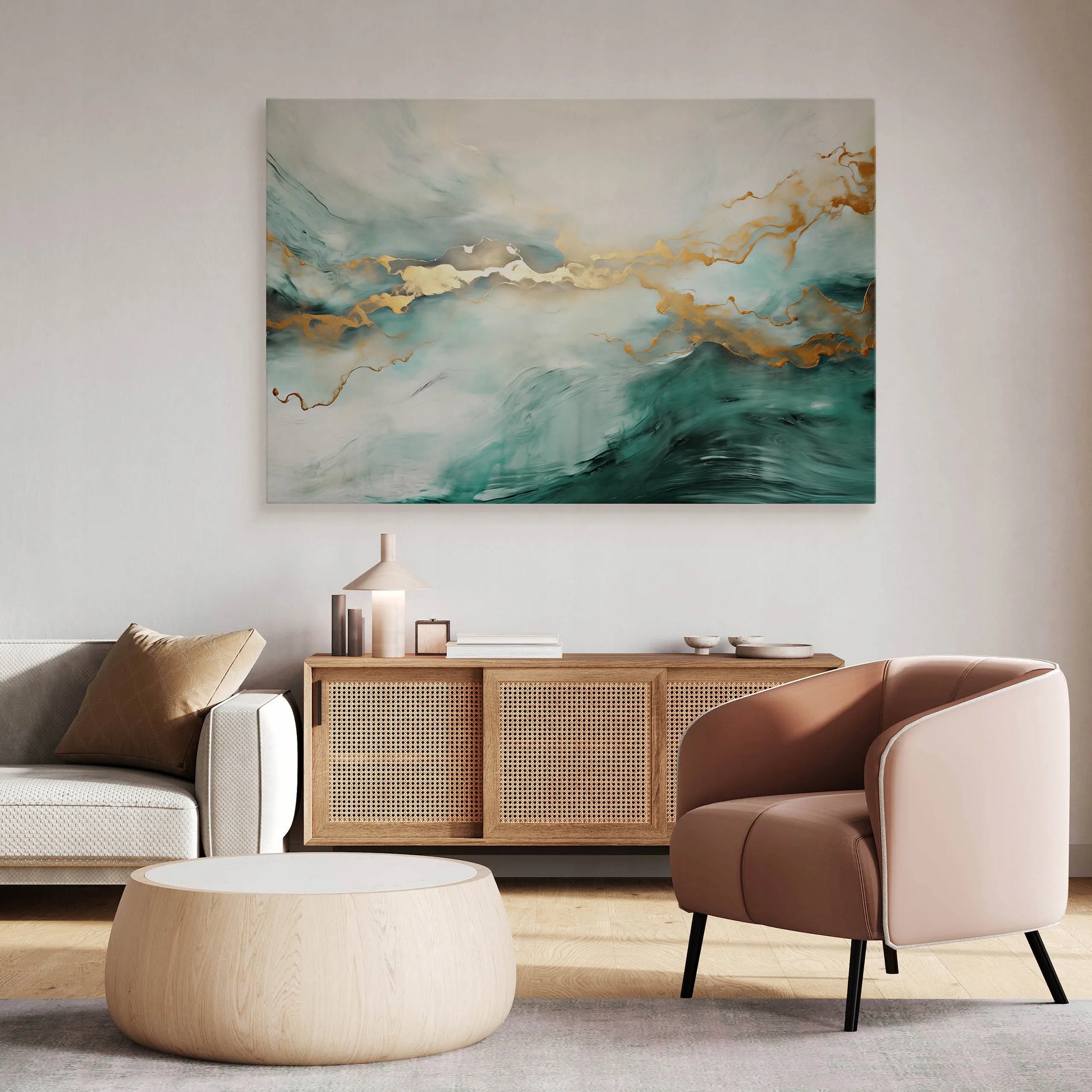 Drobė paveikslas svetainei, abstraktus žalias marmuras, Glamour stilius, 120x80