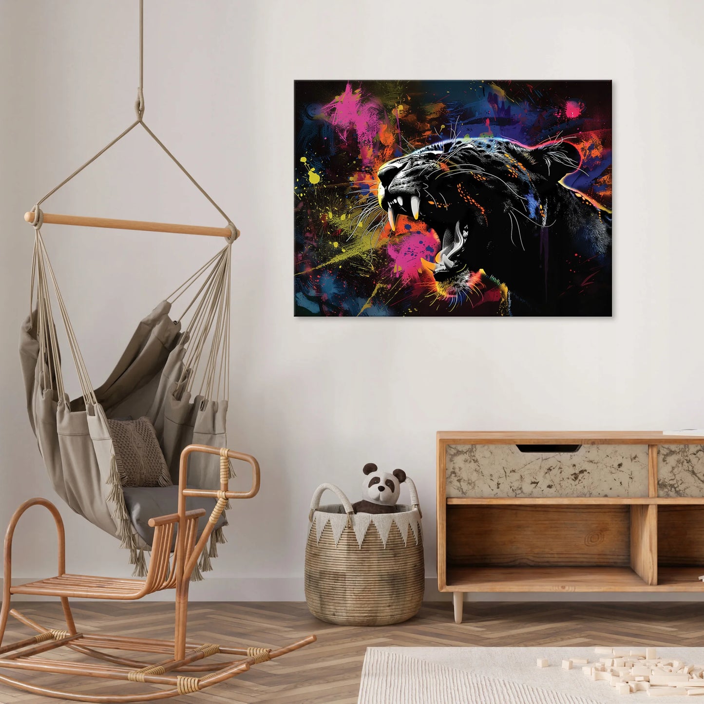 Drobė su panteros abstrakcija miegamajam ir svetainei 100x70 cm