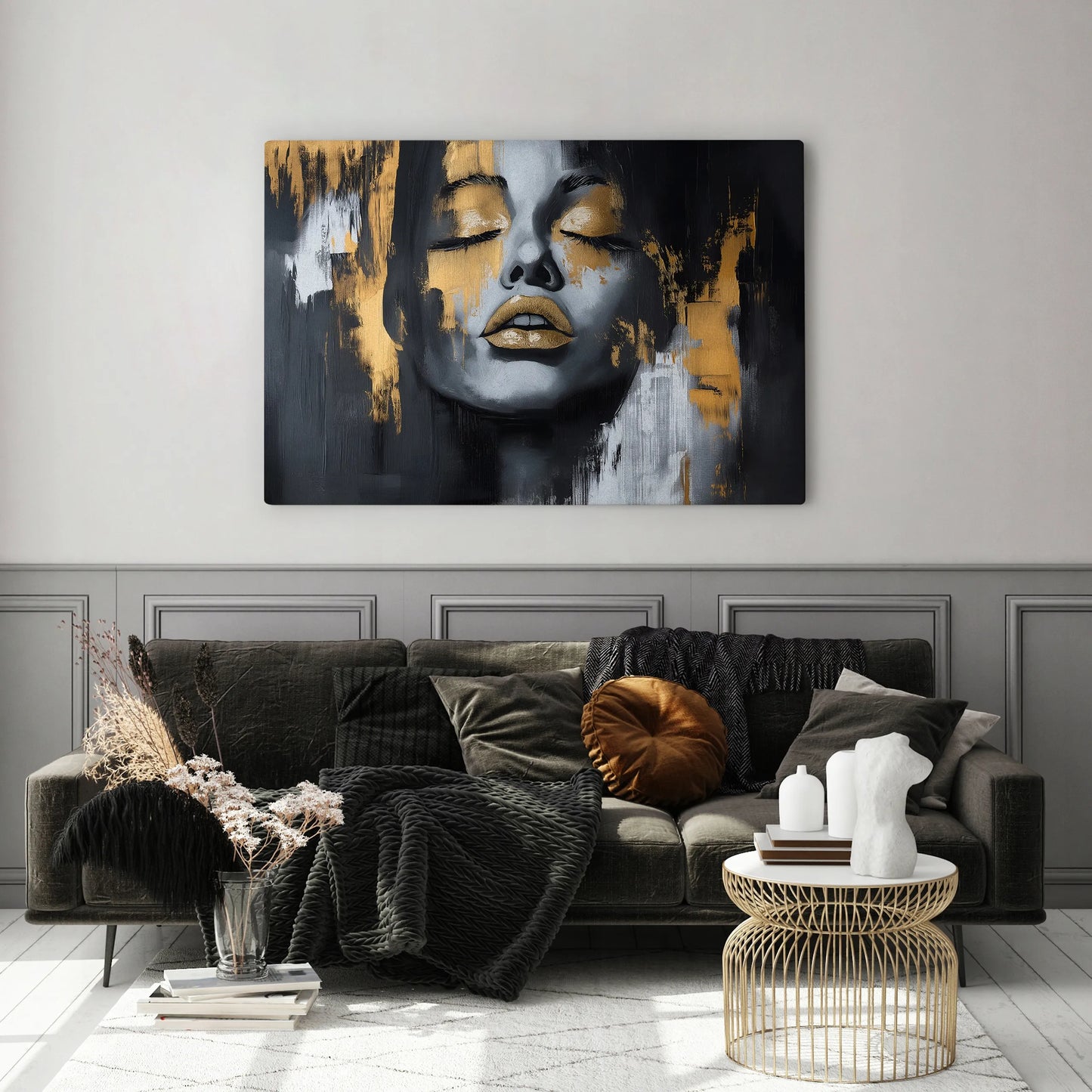 Drobė su paveikslu Moters veido abstrakcija, didelis XXL, svetainei ir miegamajam 120x80cm