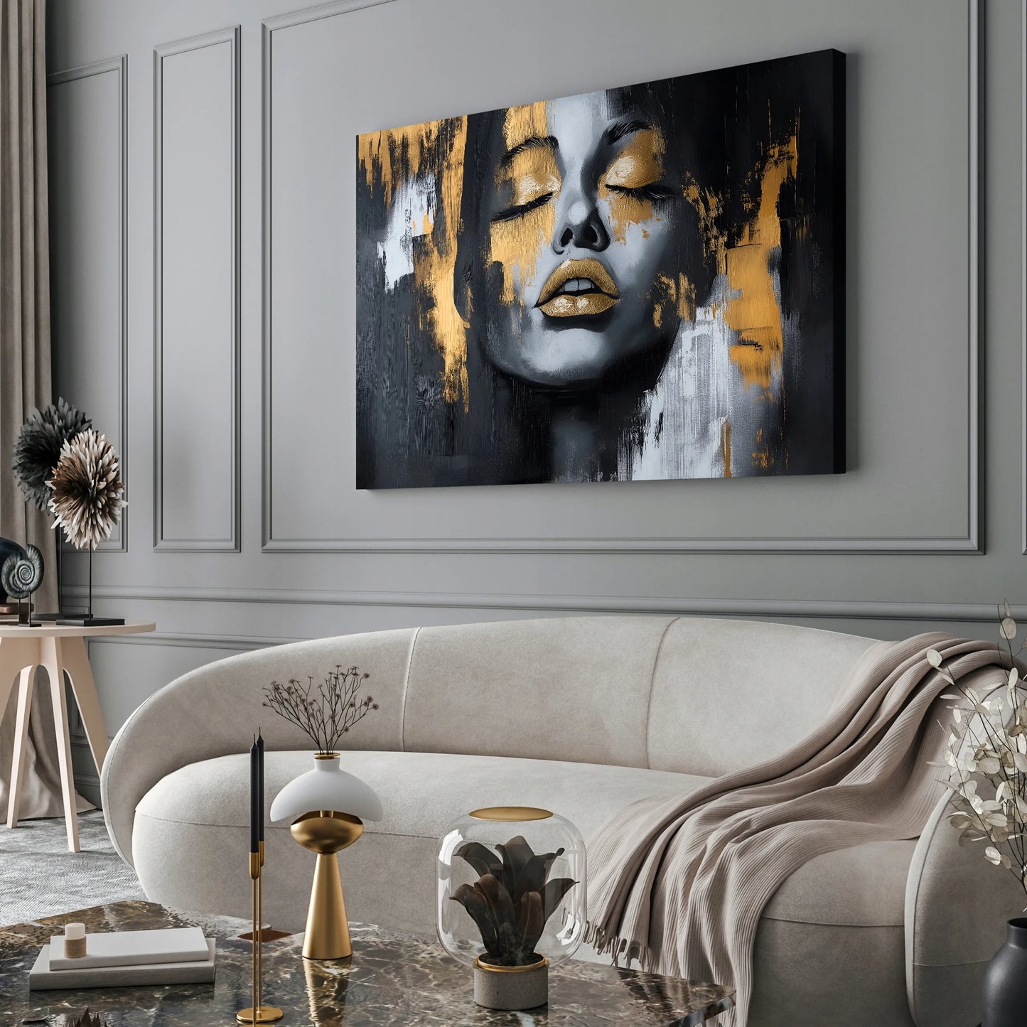 Drobė su paveikslu Moters veido abstrakcija, didelis XXL, svetainei ir miegamajam 120x80cm