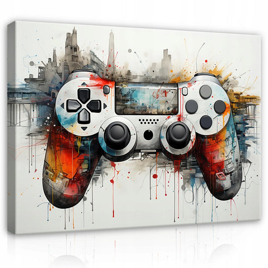 Drobė ŽAIDĖJUI JAUNIMO Gaming Graffiti žaidimų paveikslas ant sienos, didelis 120x80