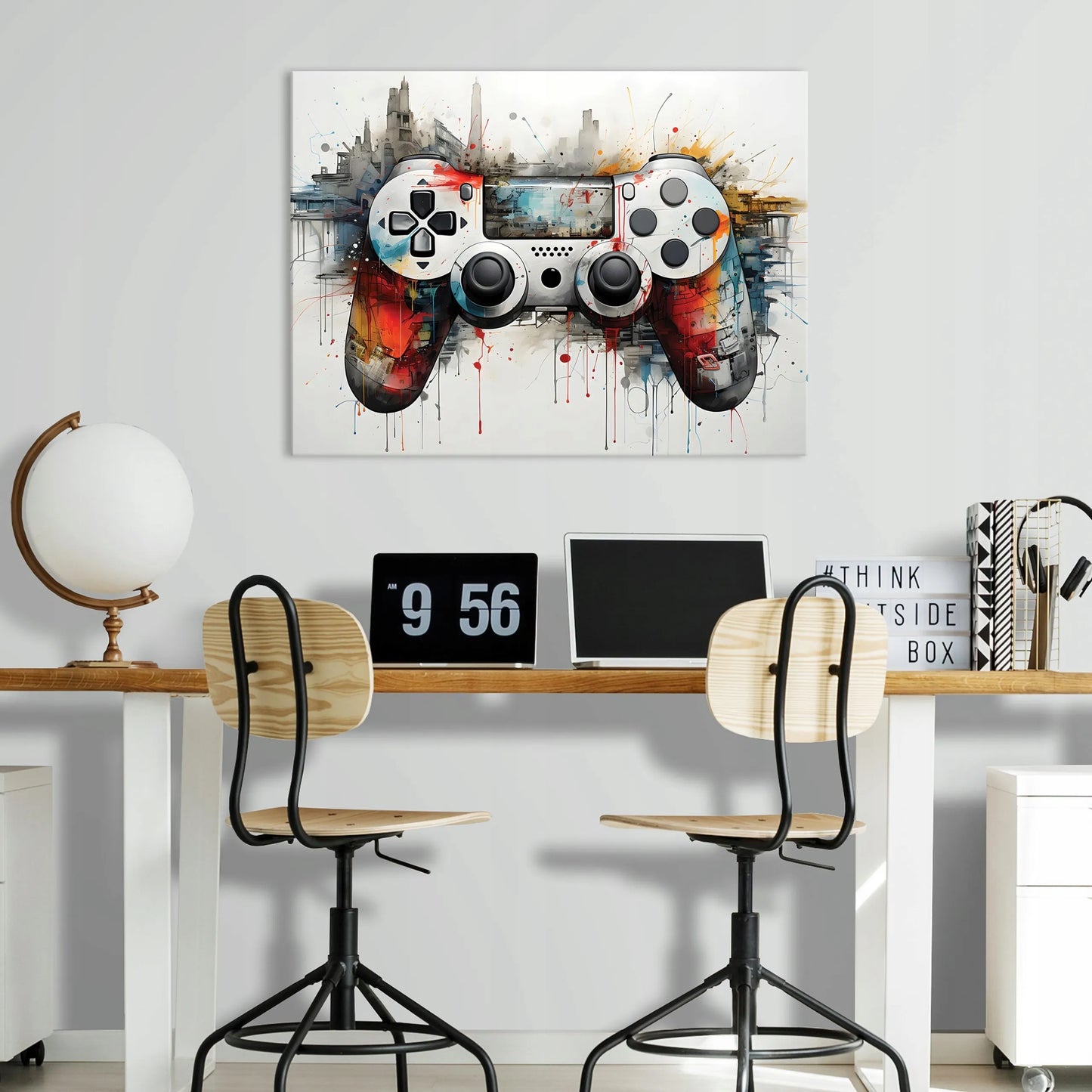 Drobė ŽAIDĖJUI JAUNIMO Gaming Graffiti žaidimų paveikslas ant sienos, didelis 120x80