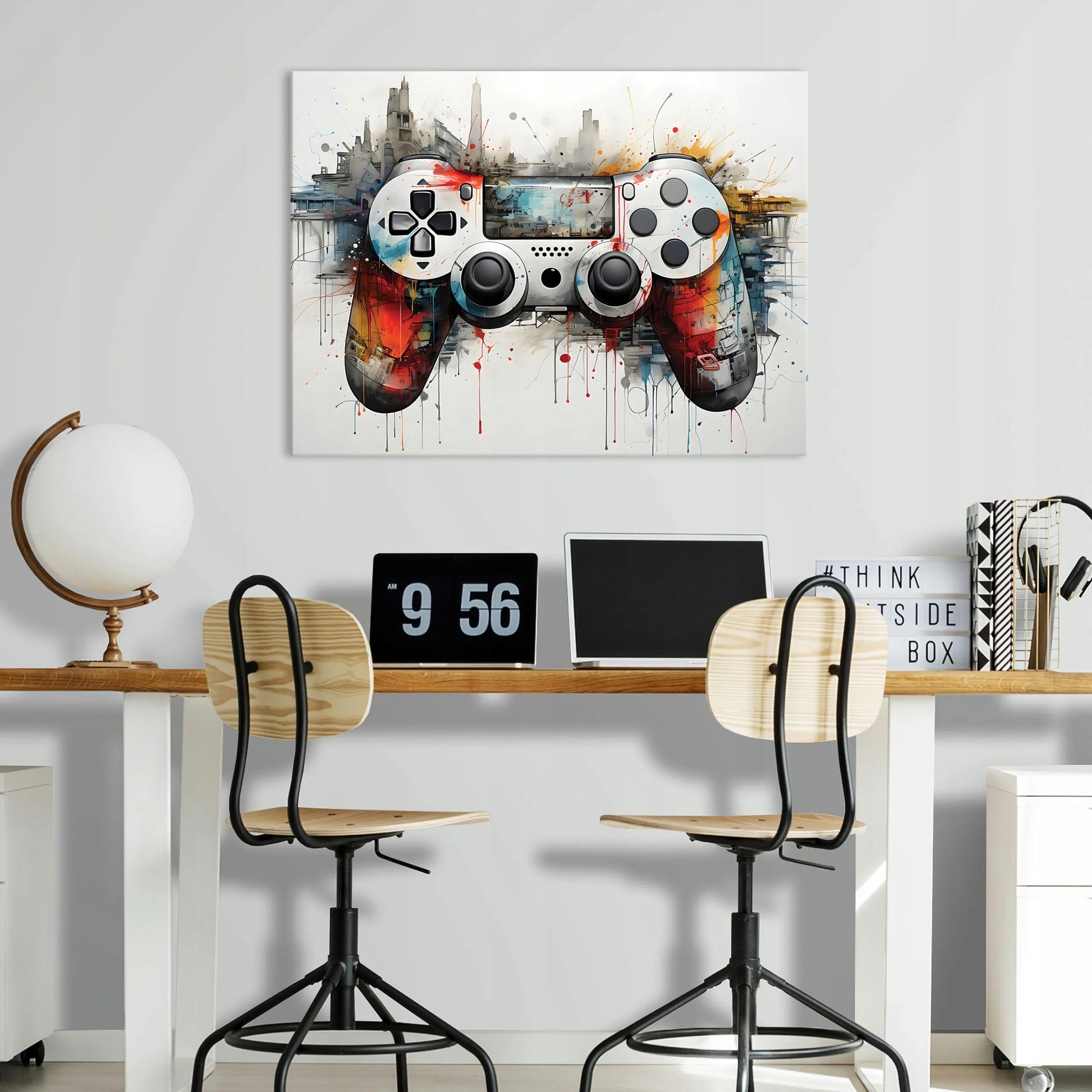 Drobė ŽAIDĖJUI JAUNIMO Gaming Graffiti žaidimų paveikslas ant sienos, didelis 120x80