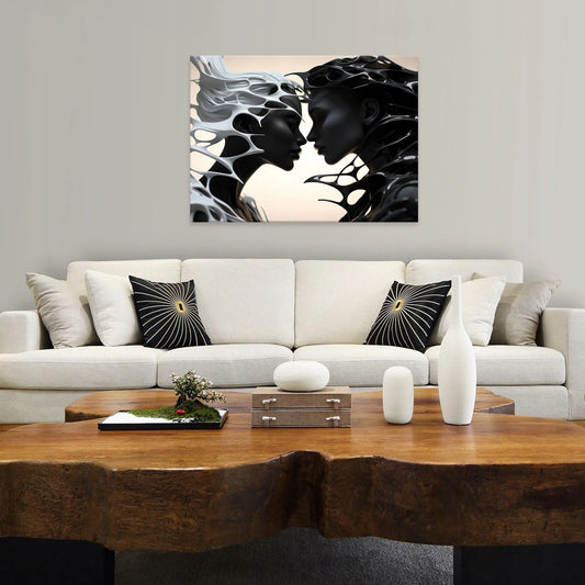 Drobės paveikslas Moteris Abstrakcija Bučinys Pora didelis 120x80