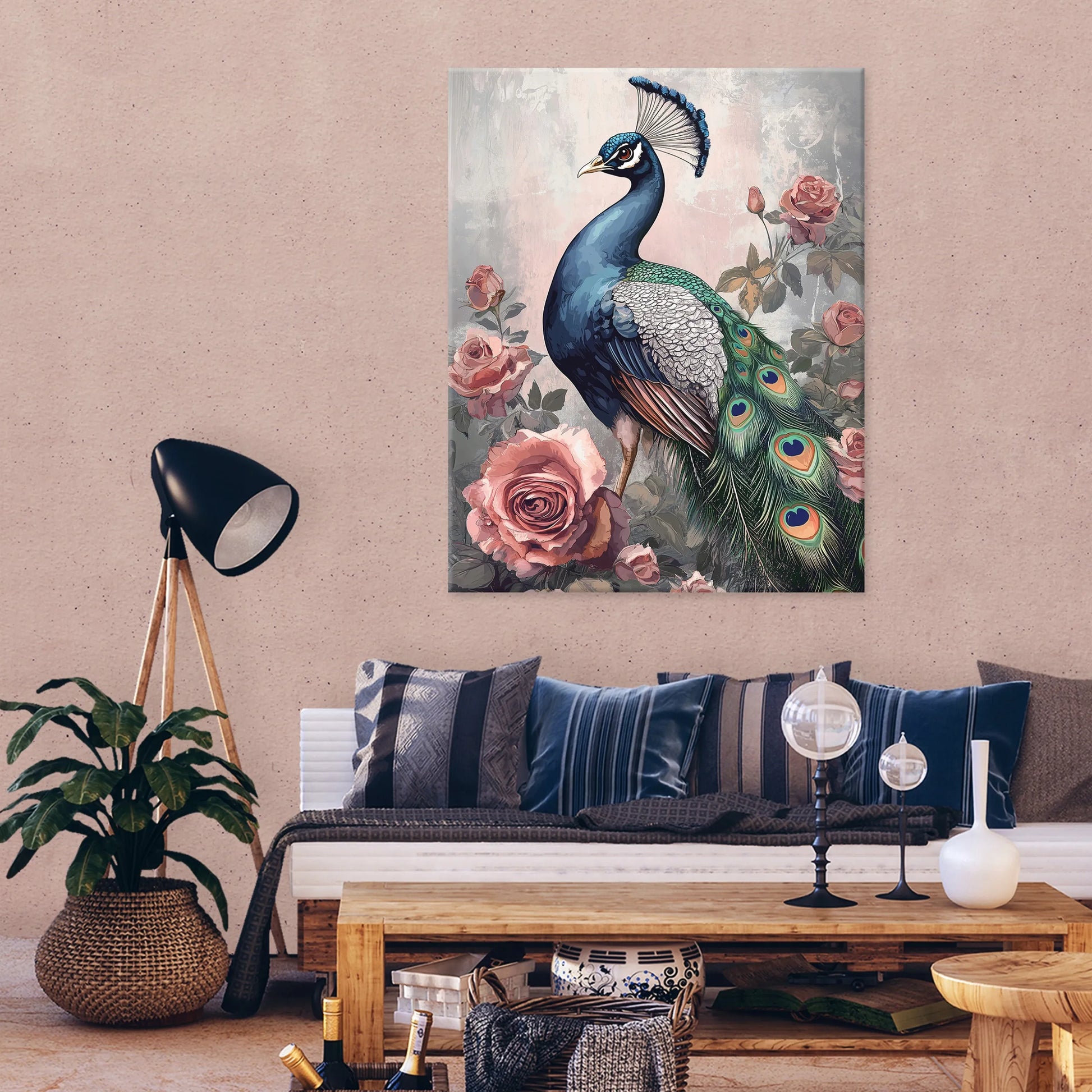 Drobės paveikslas su gervėmis 100x70 cm – natūra ir paukščiai svetainei, miegamajam ar virtuvei