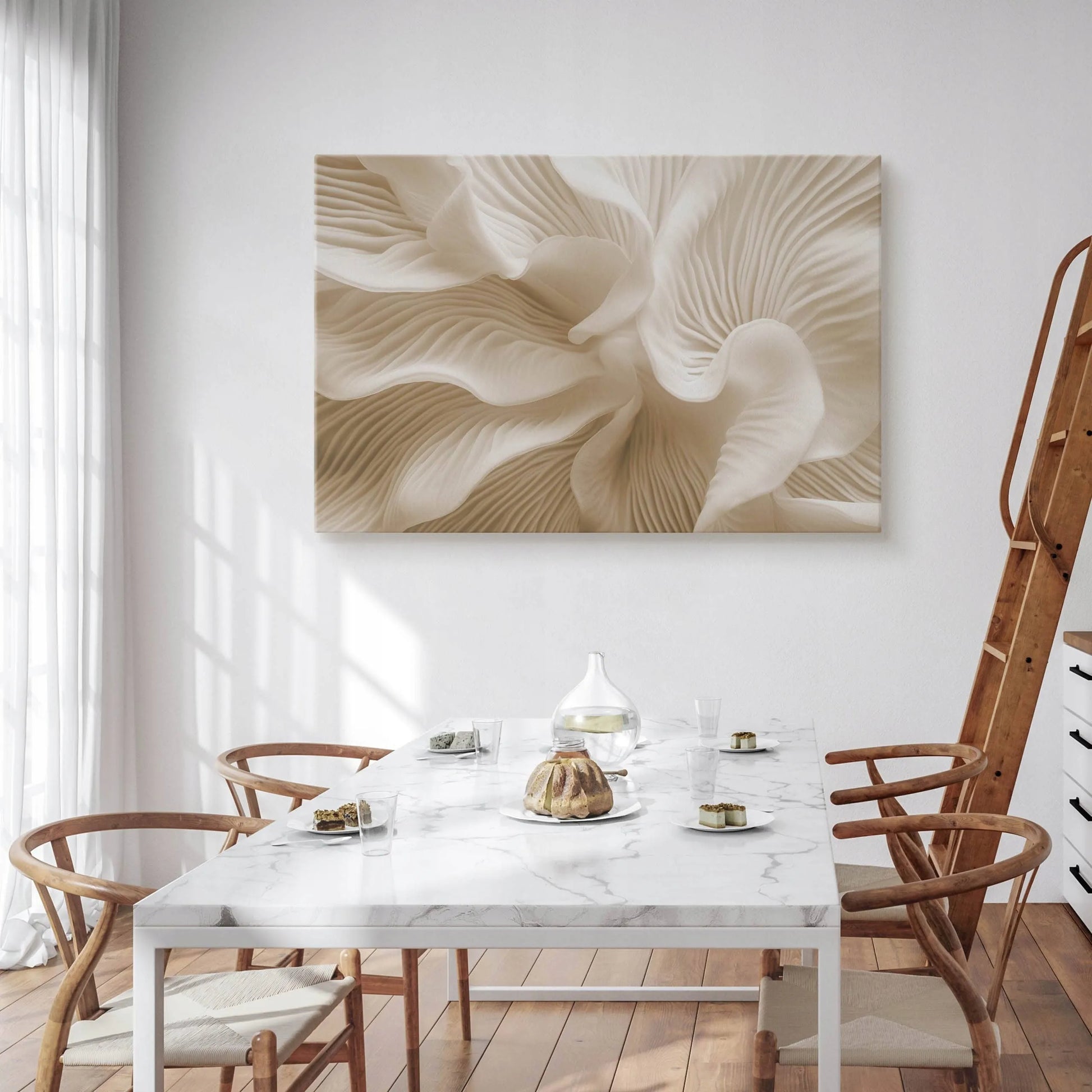 Drobės paveikslas svetainei, smėlio spalvos bangos, abstrakcija, boho stiliaus „glamour“ 120x80
