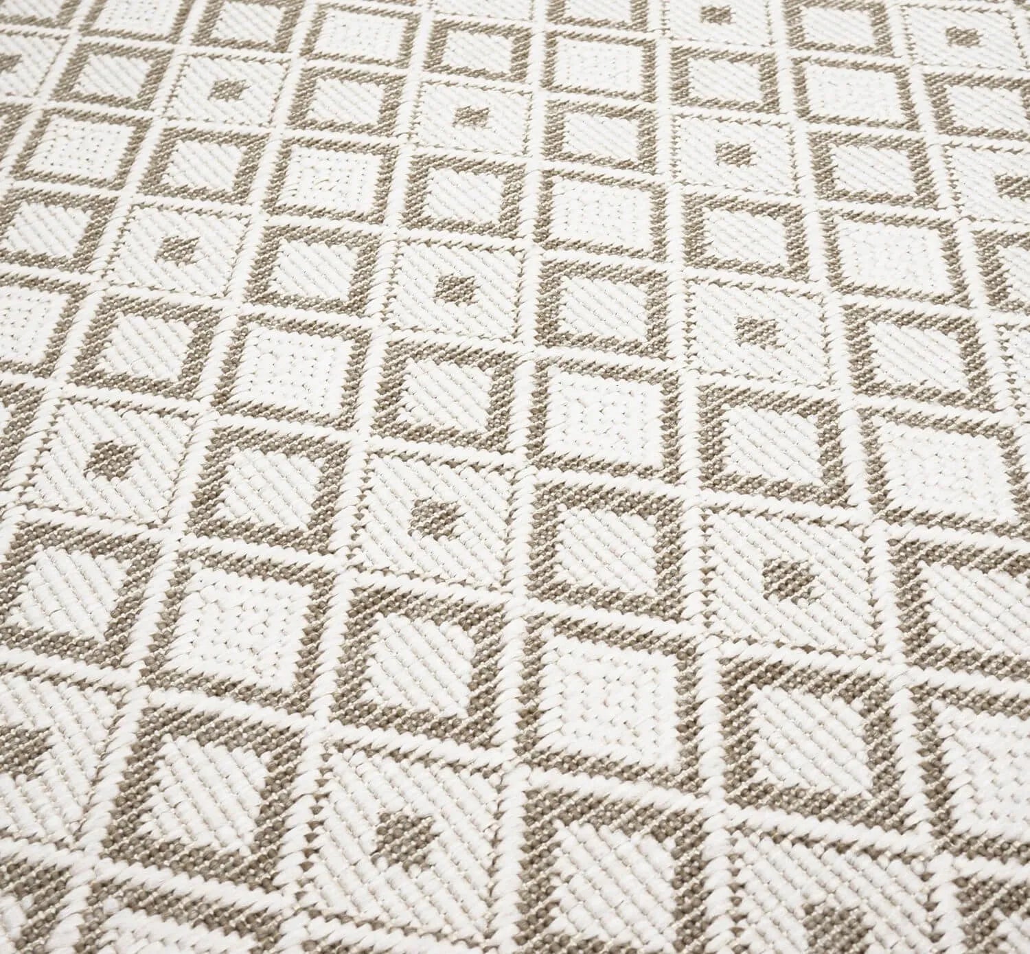 Dvipusis lauko kilimas terasai ir balkonui, pintas, 120x170 cm, smėlio spalvos