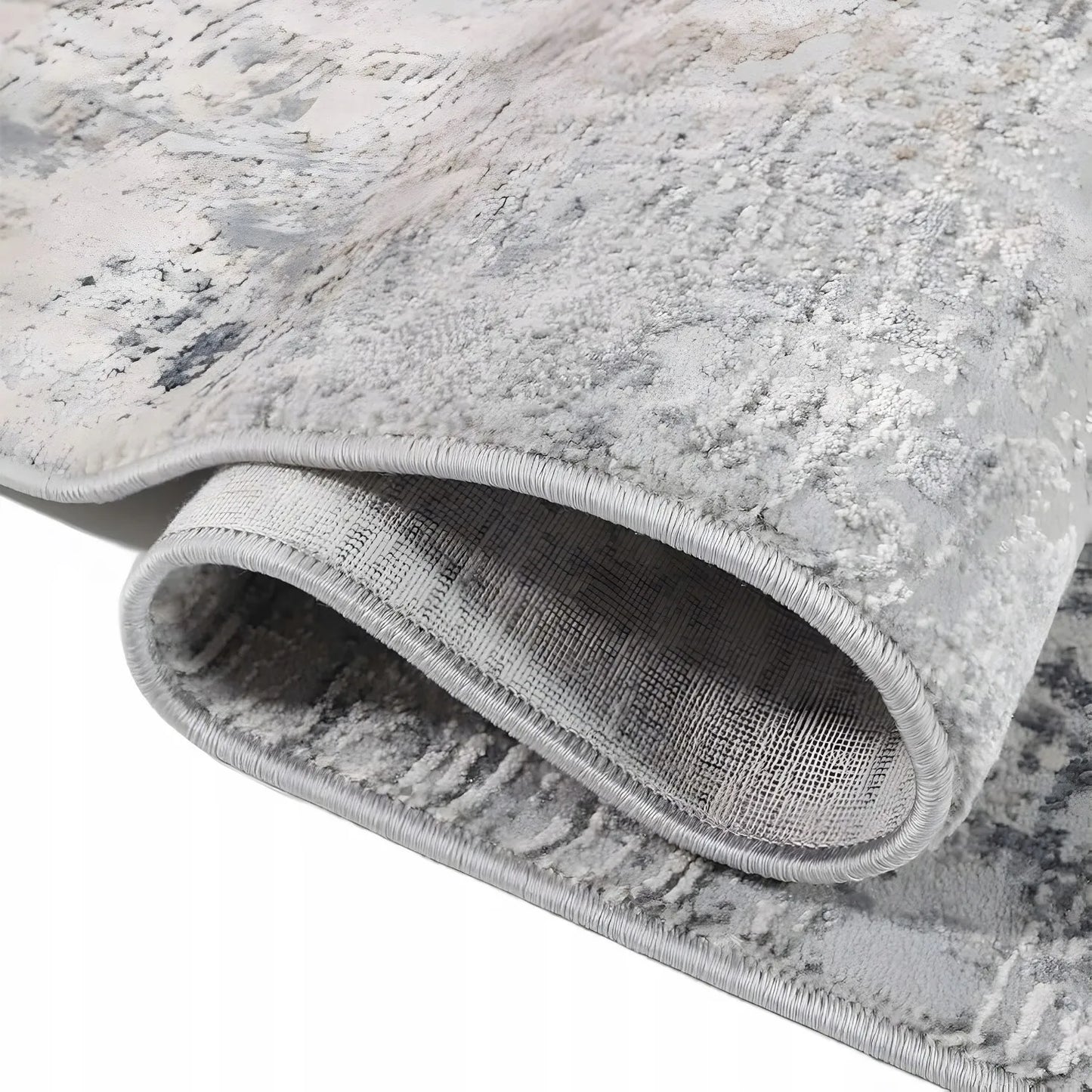 Dywan BCF 160x220 cm, pilkas marmuro raštas, neslidus, modernus Loft stilius svetainei ir kambariui