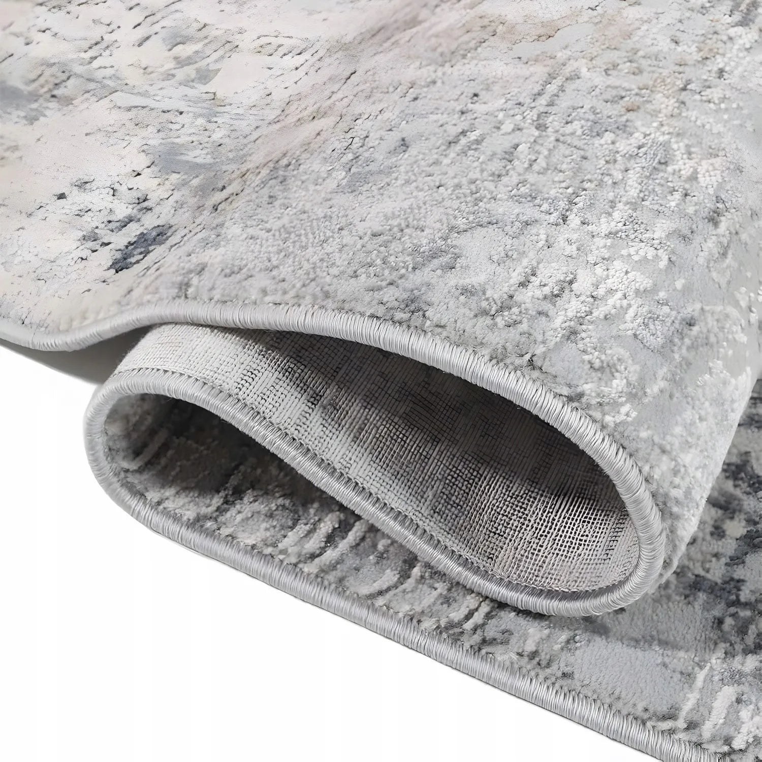 Dywan BCF 160x220 cm, pilkas marmuro raštas, neslidus, modernus Loft stilius svetainei ir kambariui