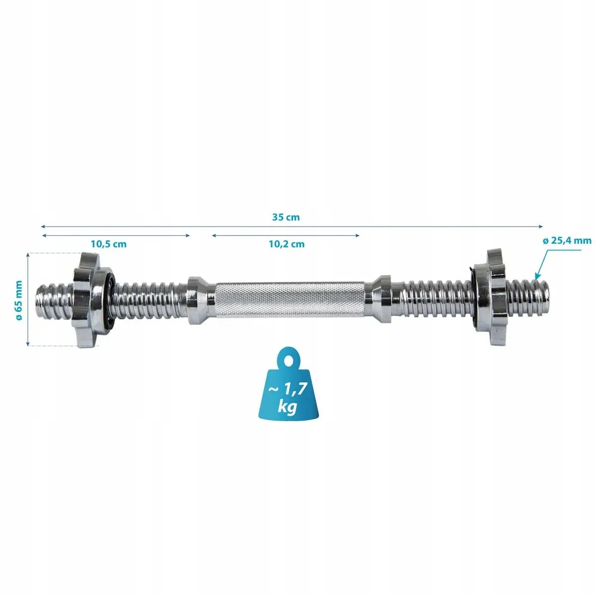 EB FIT trumpas tiesus grifas 35 cm + spaustukai, 25,4 mm