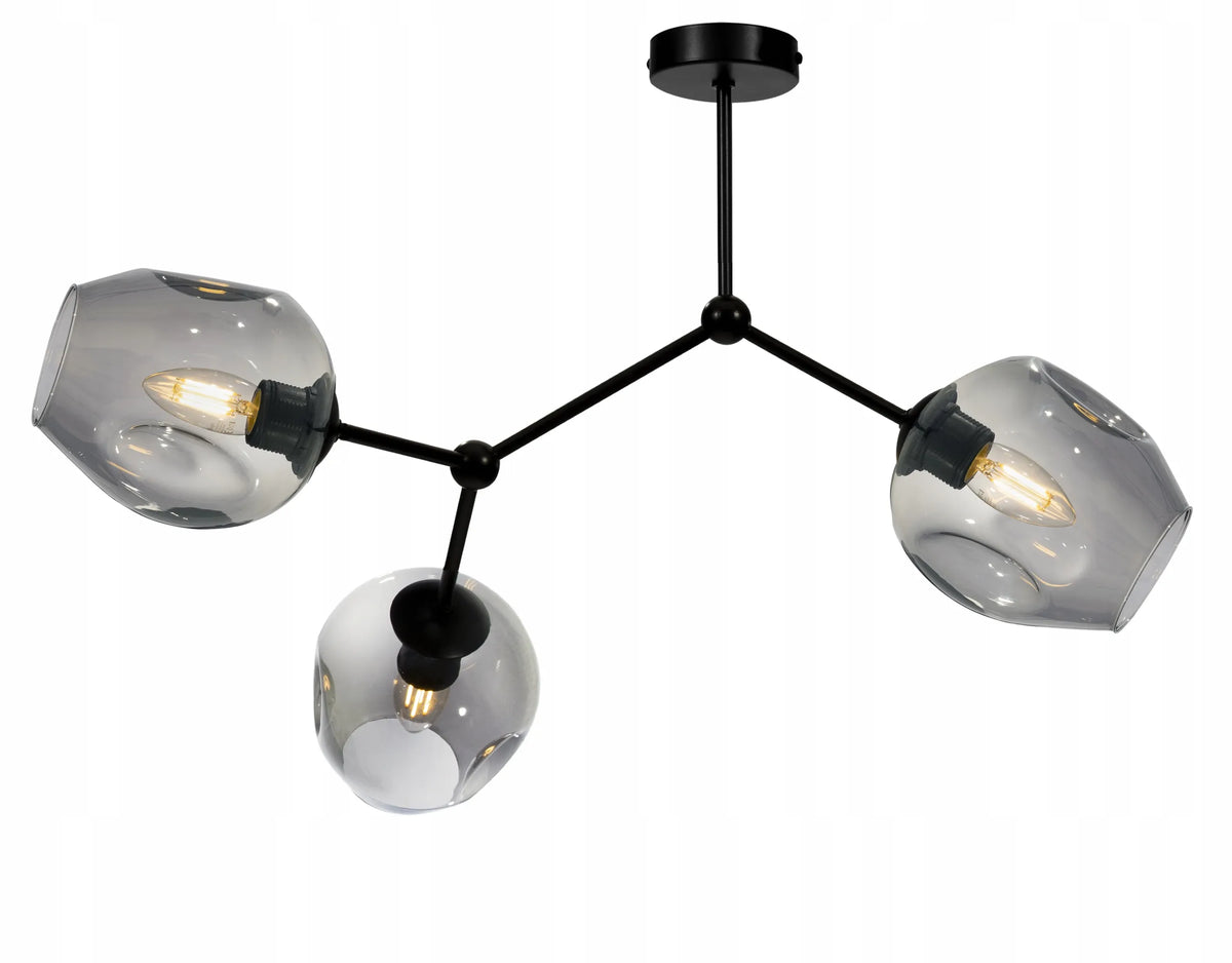 Elegantiškas trigubas pakabinamas stiklinis lubinis šviestuvas virš stalo ar virtuvės salos