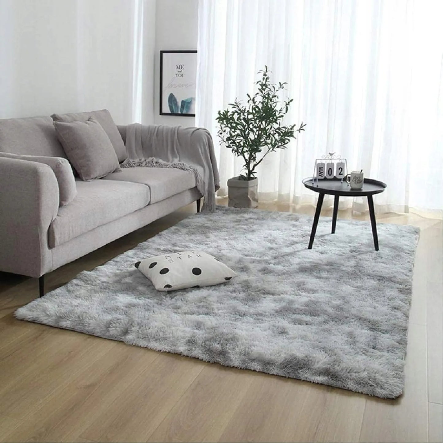 ELSIMONE CARPET Shaggy kilimas 120x170 cm, minkštas, pūkuotas, pilkas, modernus