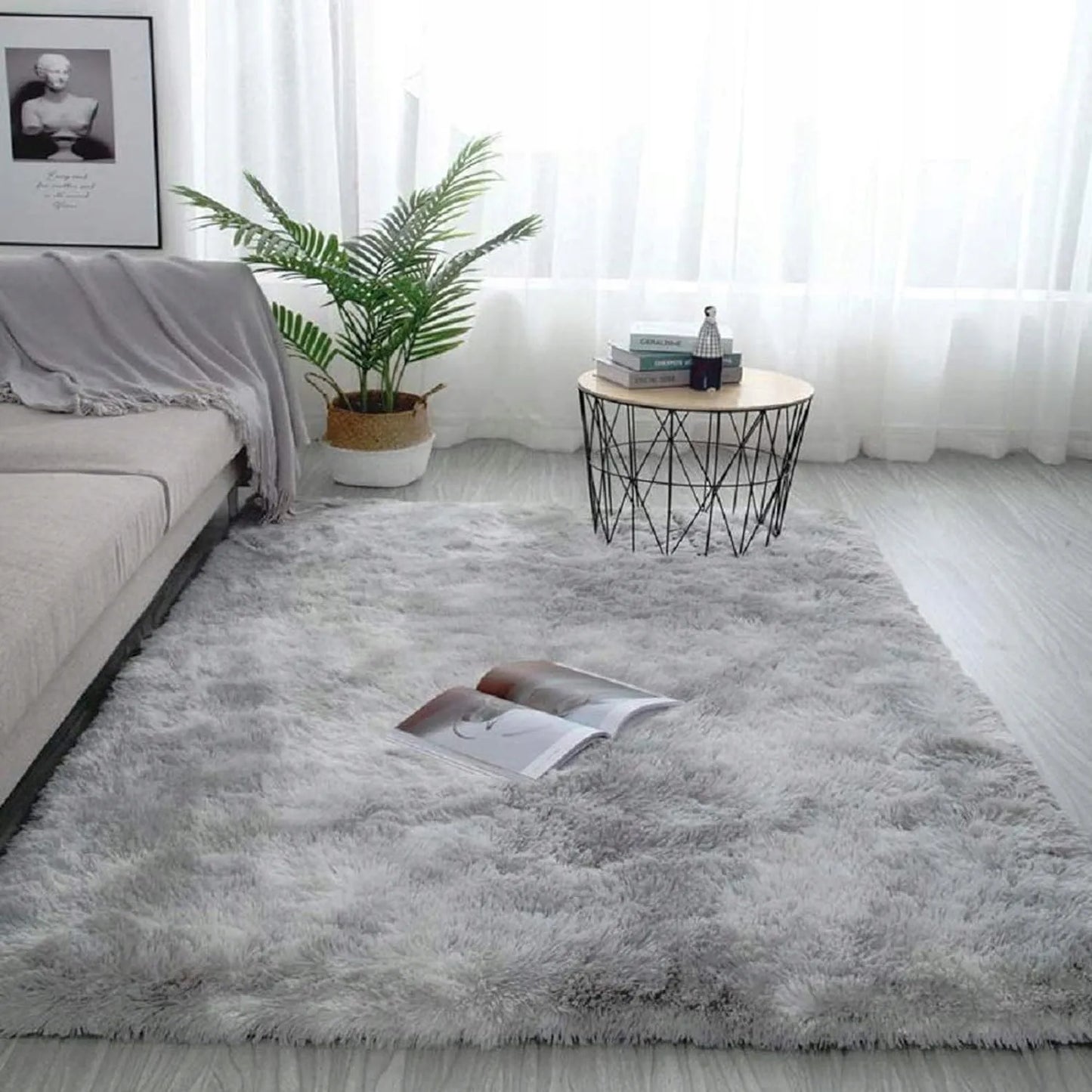 ELSIMONE CARPET Shaggy kilimas 120x170 cm, minkštas, pūkuotas, pilkas, modernus