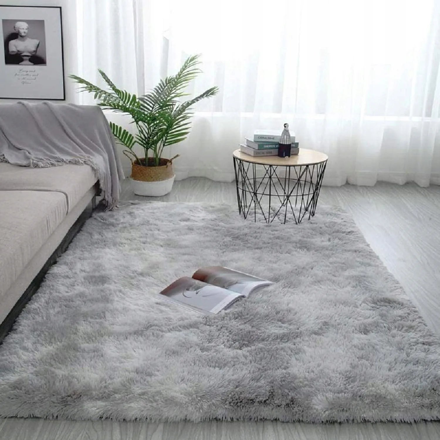 ELSIMONE CARPET Shaggy kilimas 120x170 cm, minkštas, pūkuotas, pilkas, modernus
