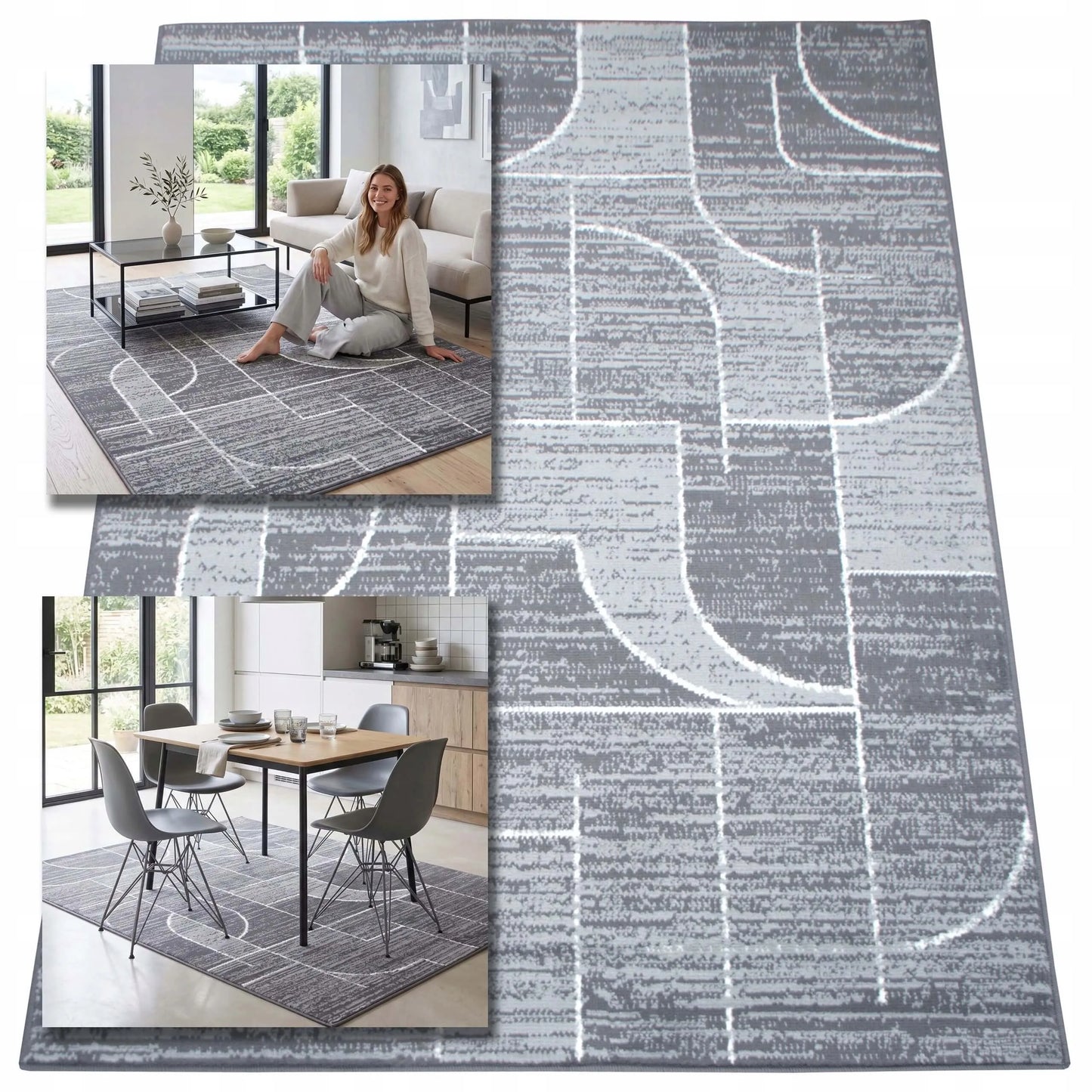 Eureka Home kilimas svetainei ir virtuvei 100x150 cm - modernus, madingas, loft stiliaus