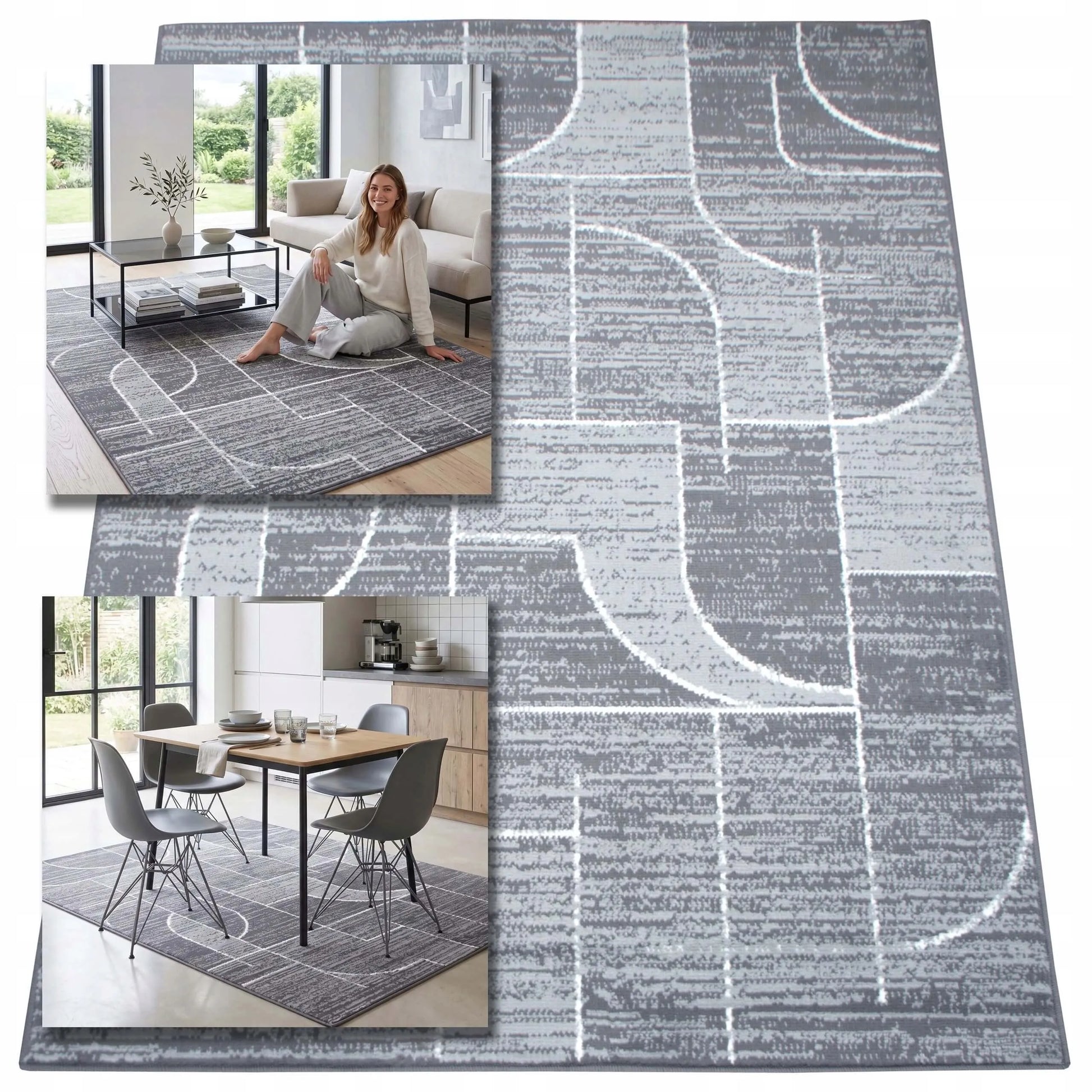 Eureka Home kilimas svetainei ir virtuvei 100x150 cm - modernus, madingas, loft stiliaus