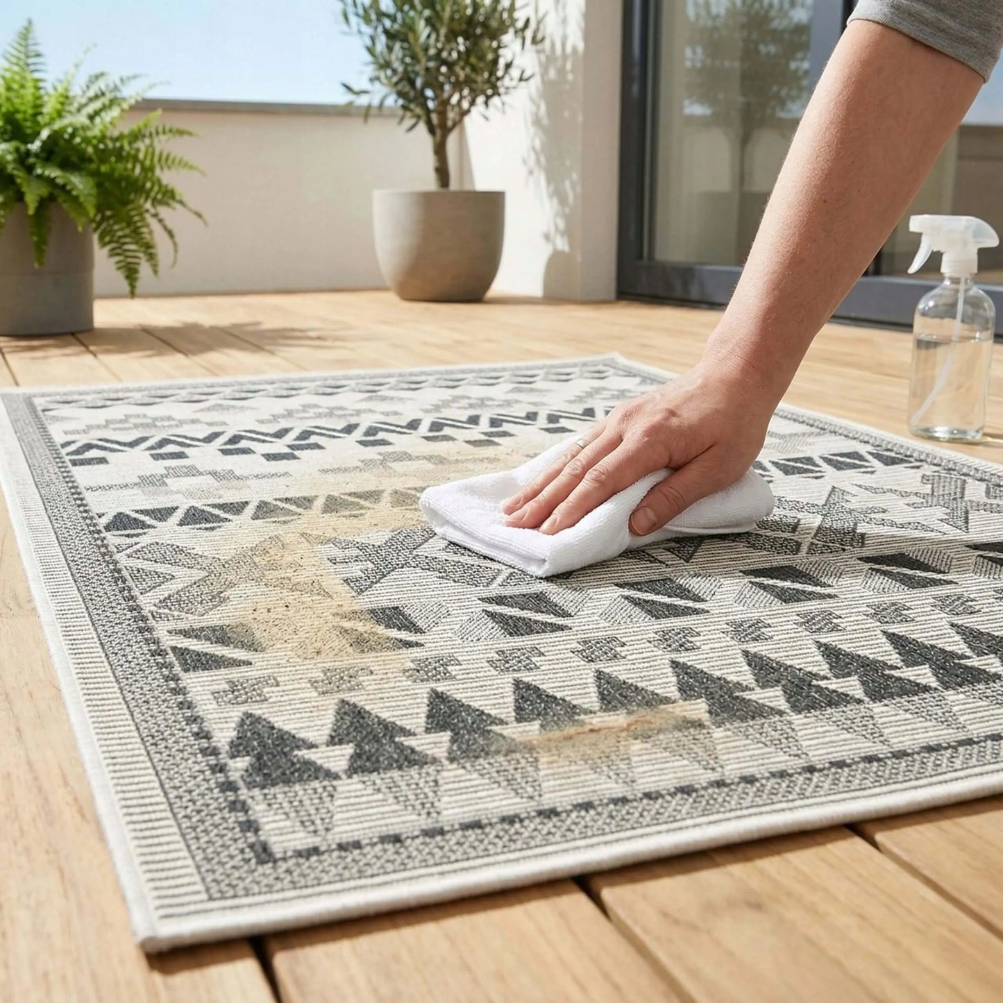 Eureka Home lauko kilimas terasai 60x100 pilkas vandeniui atsparus kilimėlis