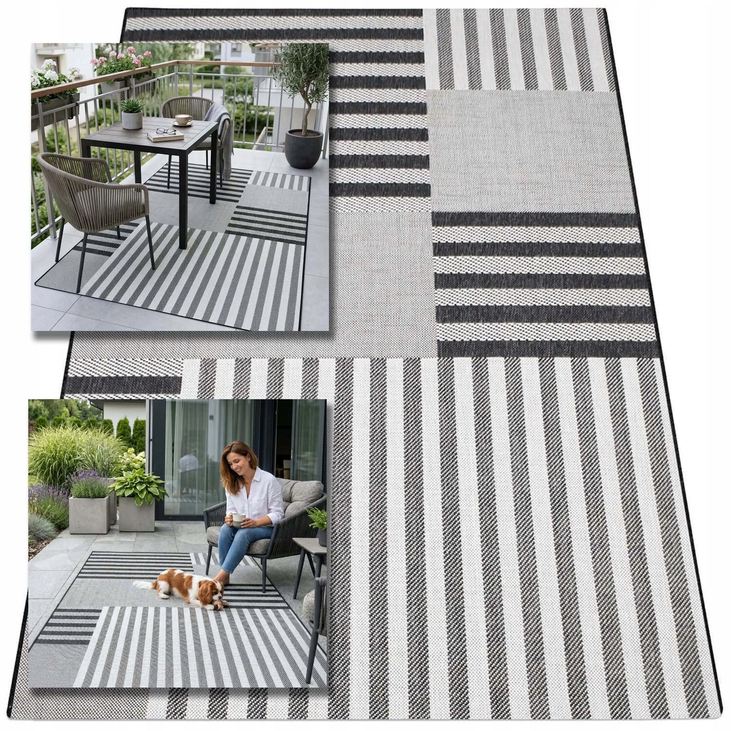 Eureka Home lauko terasos kilimas 60x100, vandeniui atsparus kilimėlis balkonui