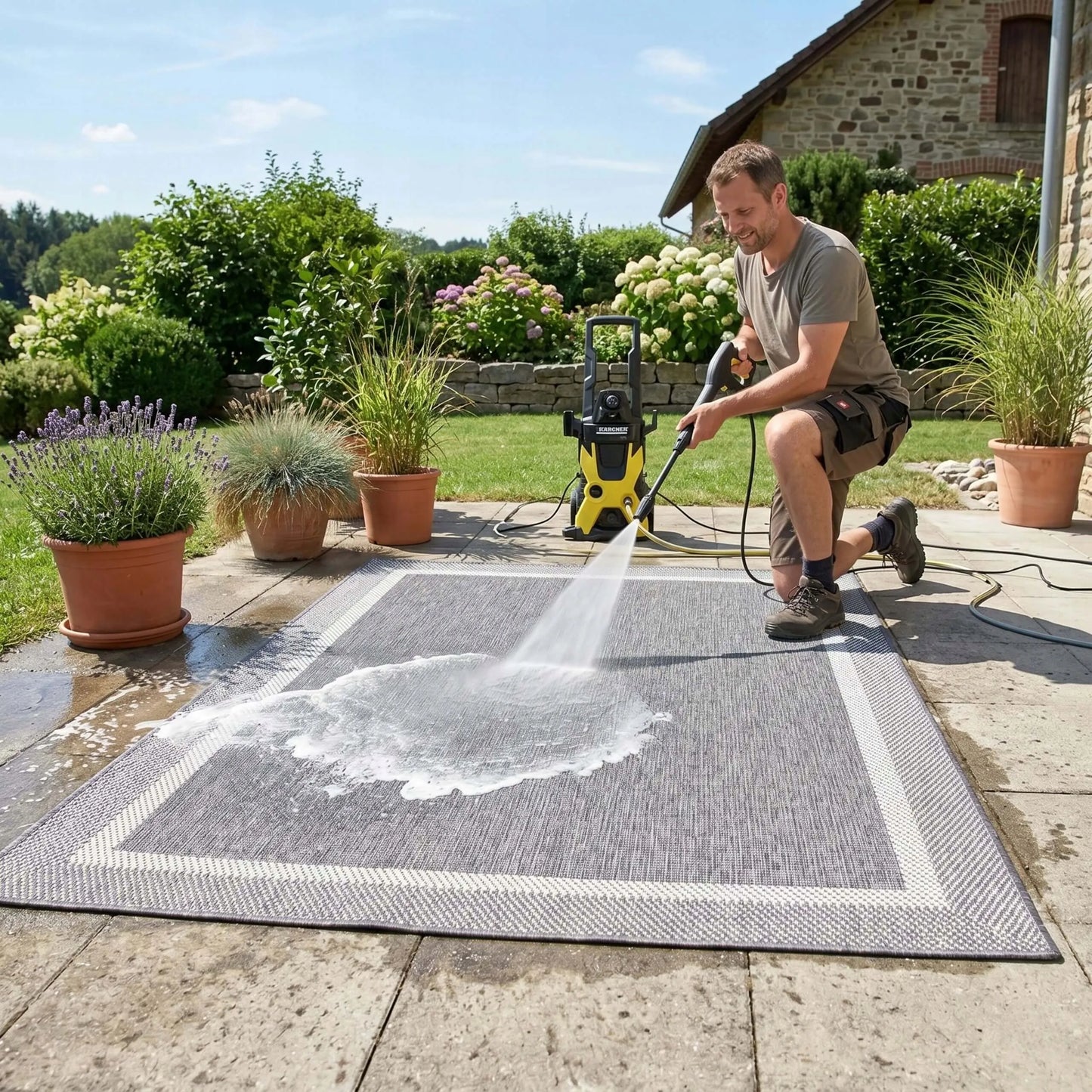 Eureka Home Lygiaustas Lauko Kilimas 60x110 cm, Atsparus Vandeniui, Pilkas