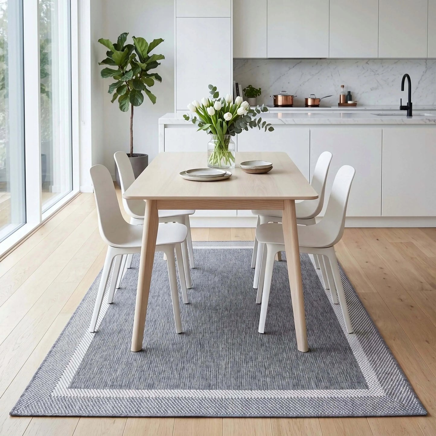 Eureka Home Lygiaustas Lauko Kilimas 60x110 cm, Atsparus Vandeniui, Pilkas