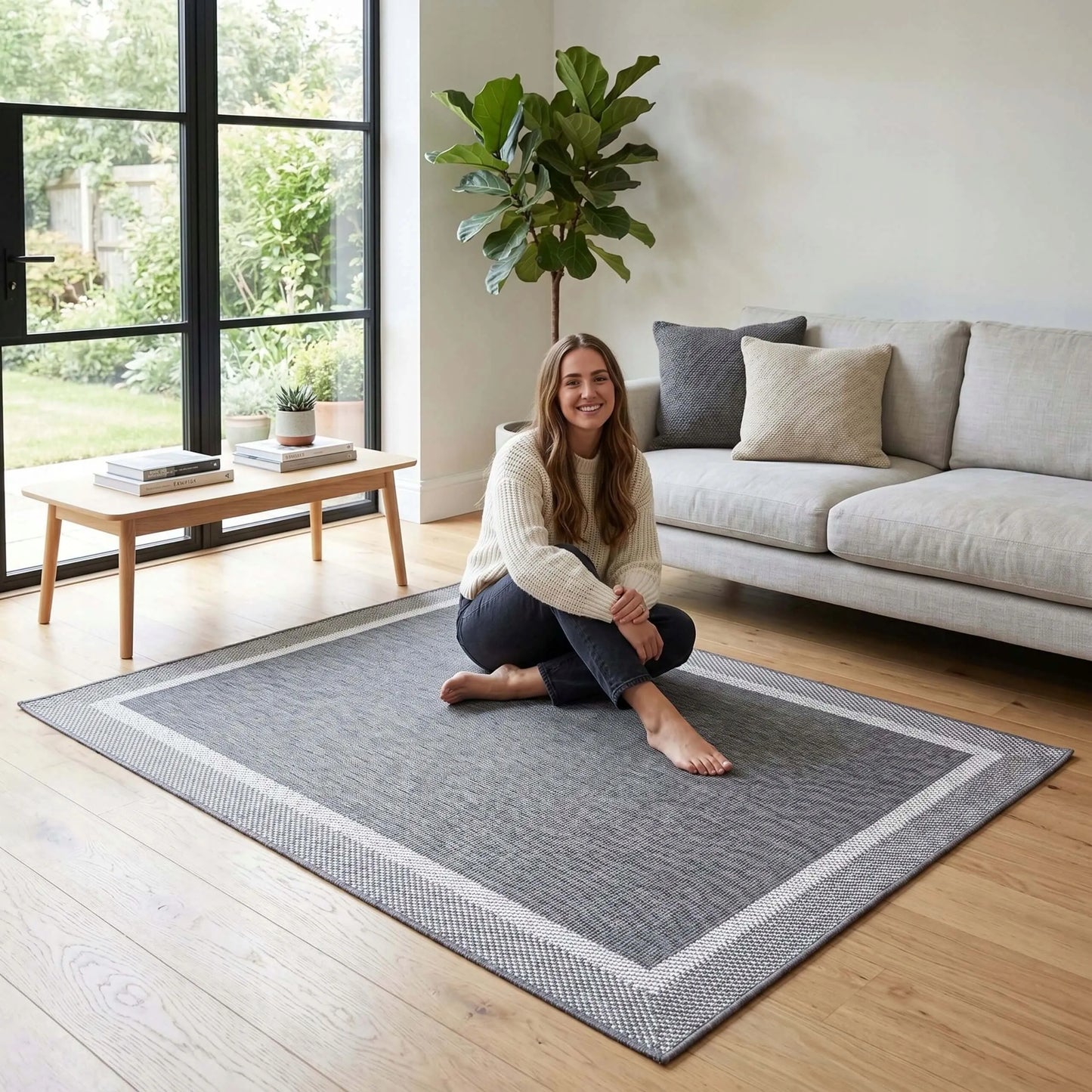 Eureka Home Lygiaustas Lauko Kilimas 60x110 cm, Atsparus Vandeniui, Pilkas