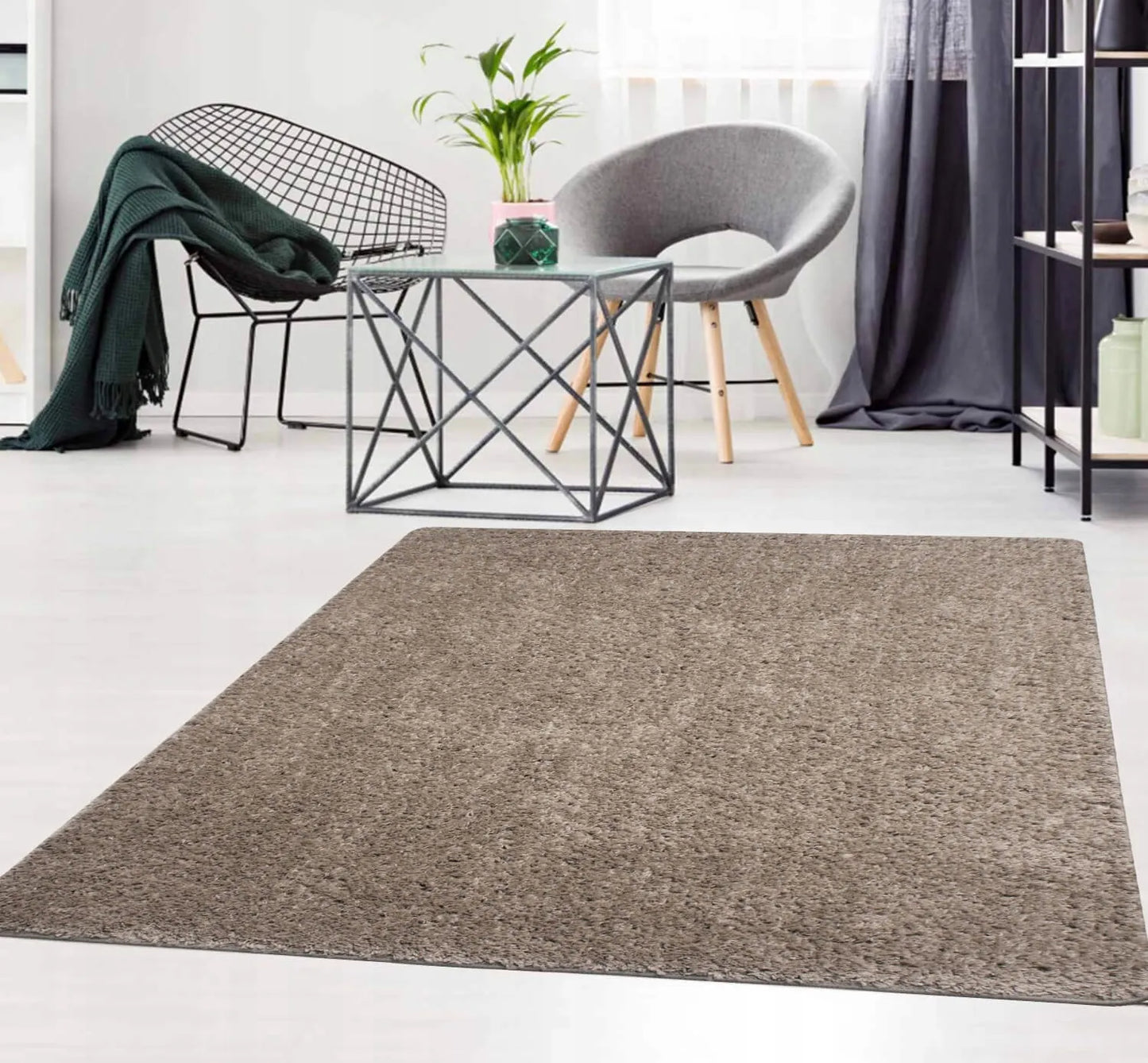 Eureka Home SHAGGY pūkuotas kilimas svetainei ir miegamajam, minkštas, rudas, 60x100 cm