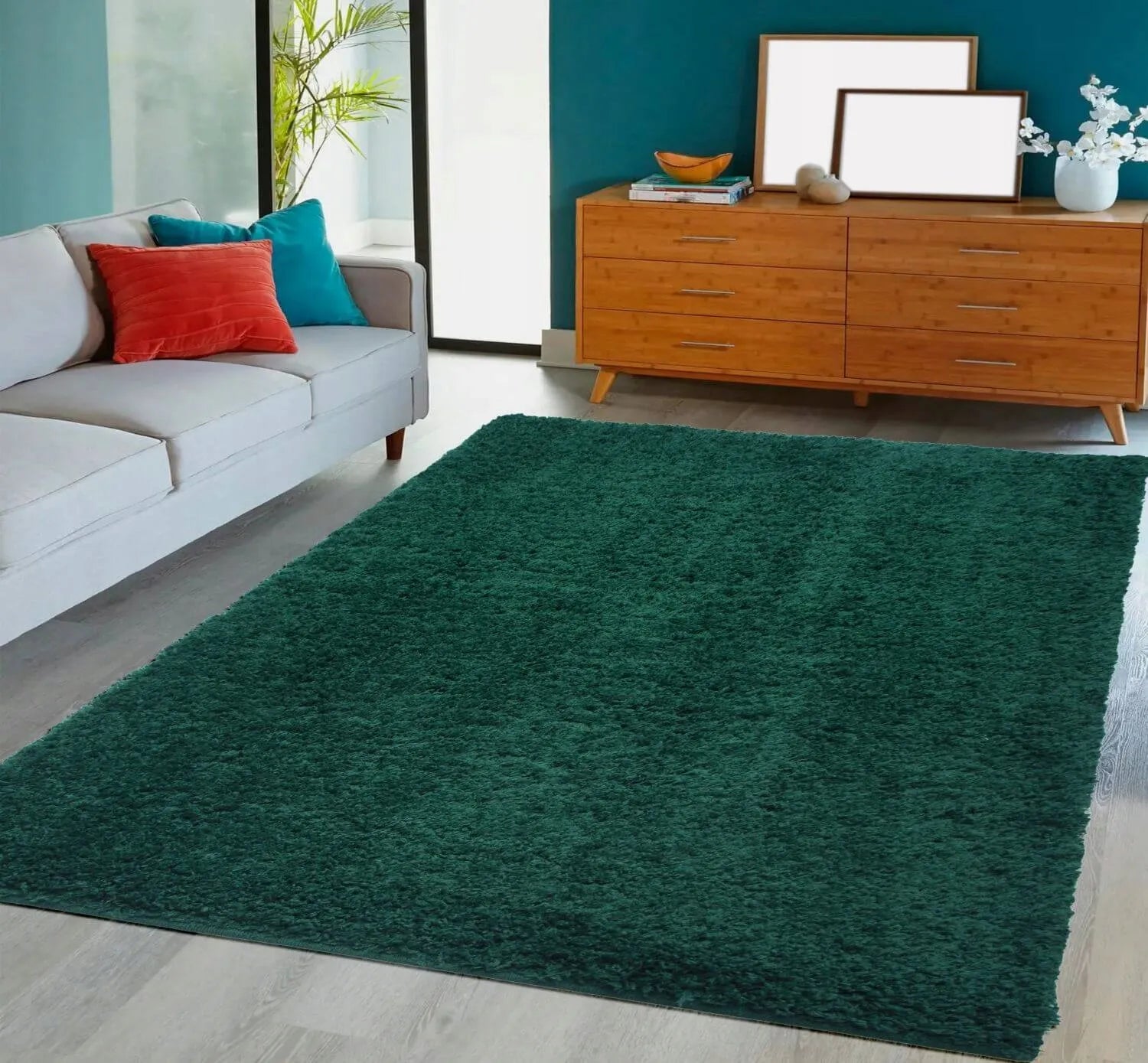 Eureka Home Shaggy pūkuotas kilimas svetainei ir miegamajam, minkštas, žalias, 60x100 cm