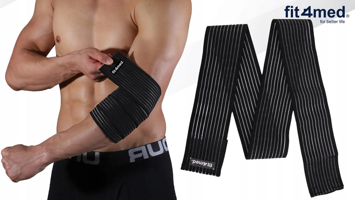 Fit4Med alkūnės stabilizatorius, kompresinė mova, elastingas tvarsčius, universalus