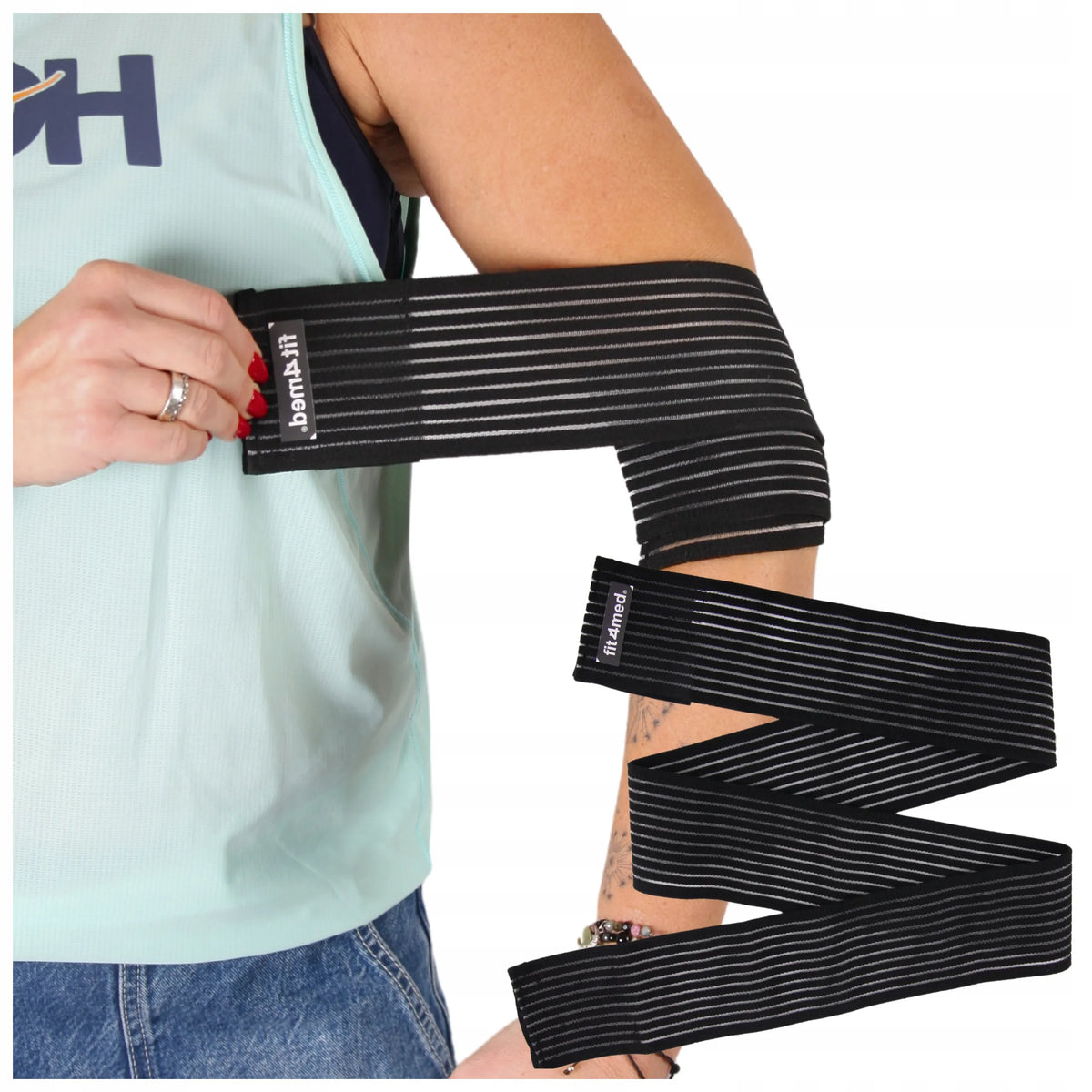 Fit4Med alkūnės stabilizatorius, kompresinė mova, elastingas tvarsčius, universalus