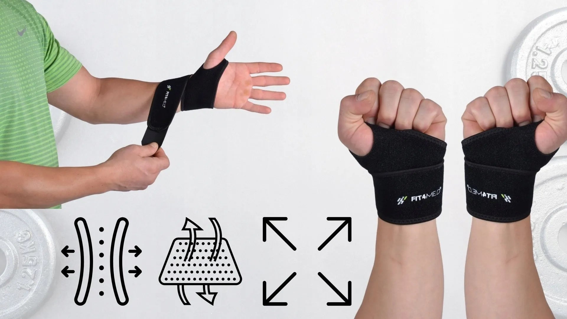 Fit4Med elastinis riešo įtvaras – stabilizatorius, 2 vnt.