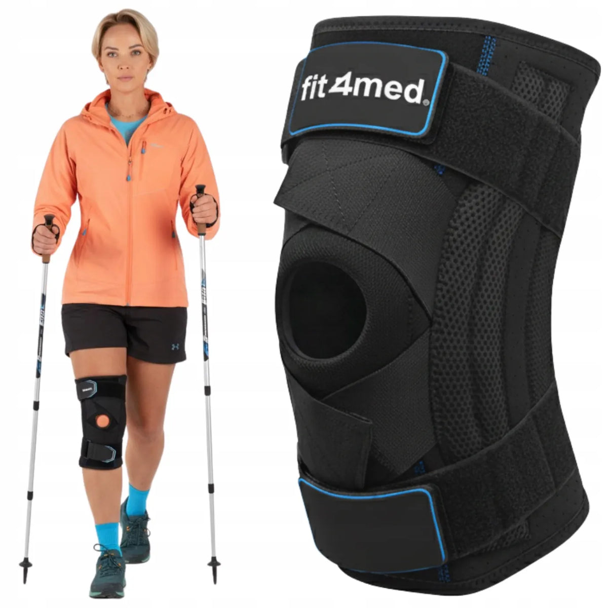 Fit4Med kelių sąnario įtvaras su dirželiais, dydis L