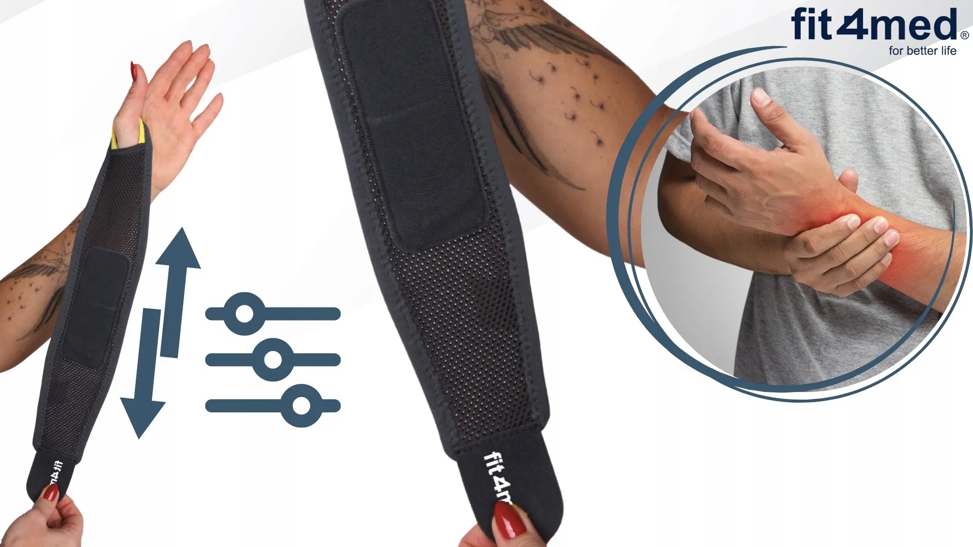 Fit4Med Riešo įtvaras stabilizatorius elastinis su dirželiu