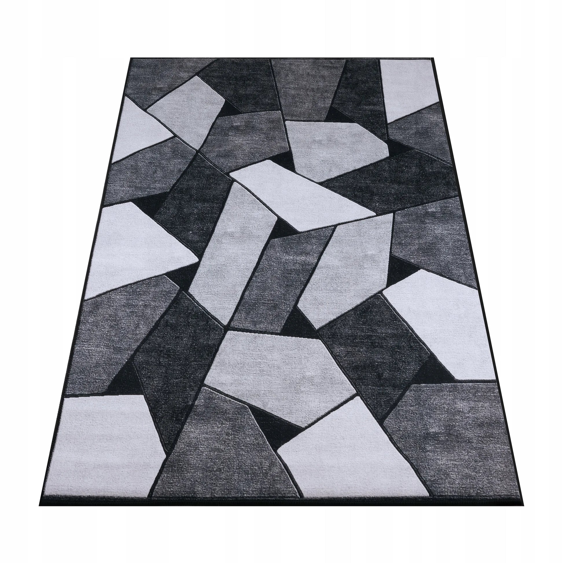 GEOMETRINIS KILIMAS 200X300 CM – MODERNUS, NESLYSTANTIS, PILKAS SVETAINĖS KILIMĖLIS