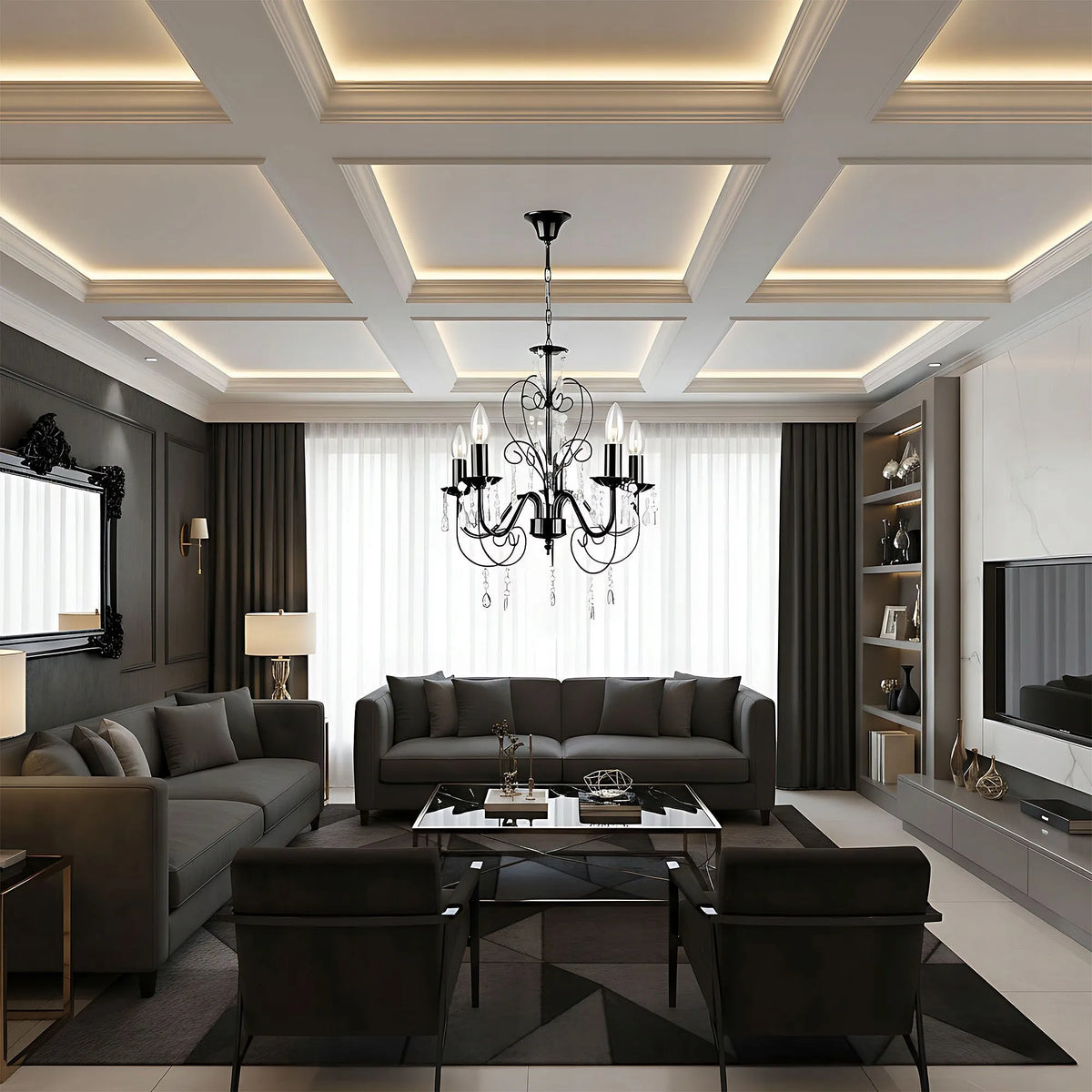 GLAMŪRINIS „TOOLIGHT“ PAKABINAMAS ŠVIESTUVAS EBT010-5CP BLACK