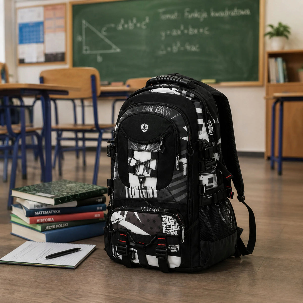 Imiti jaunimo miesto kuprinė mokyklai, vandeniui atspari, talpi, 40 l, juoda