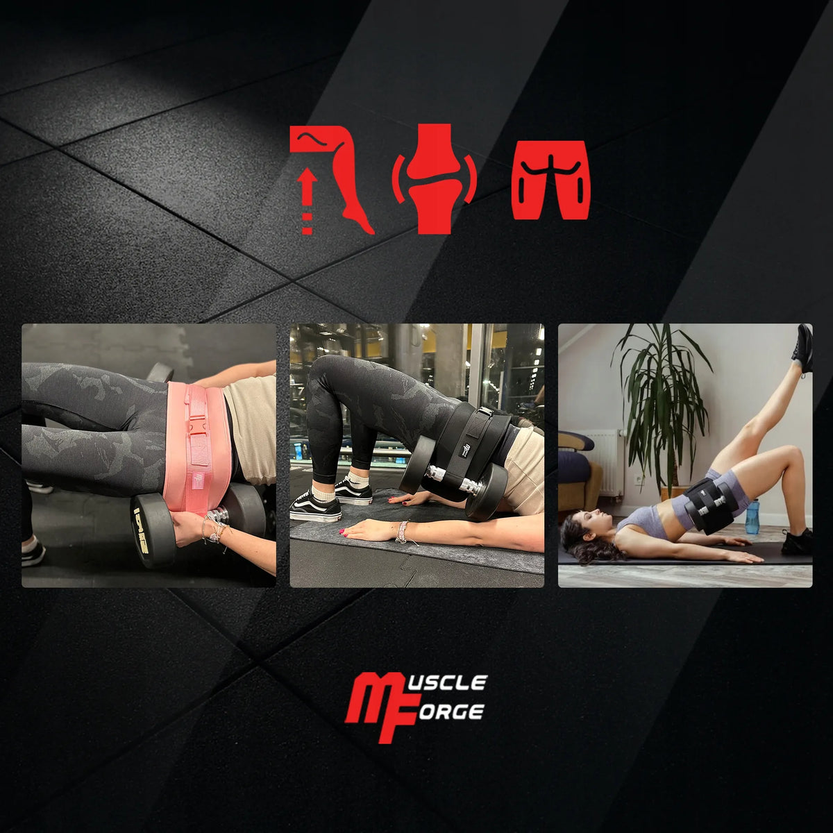 JSM FITNESS klubų apkrovos diržas hanteliams – hip thrust, sėdmenims ir atsispaudimams