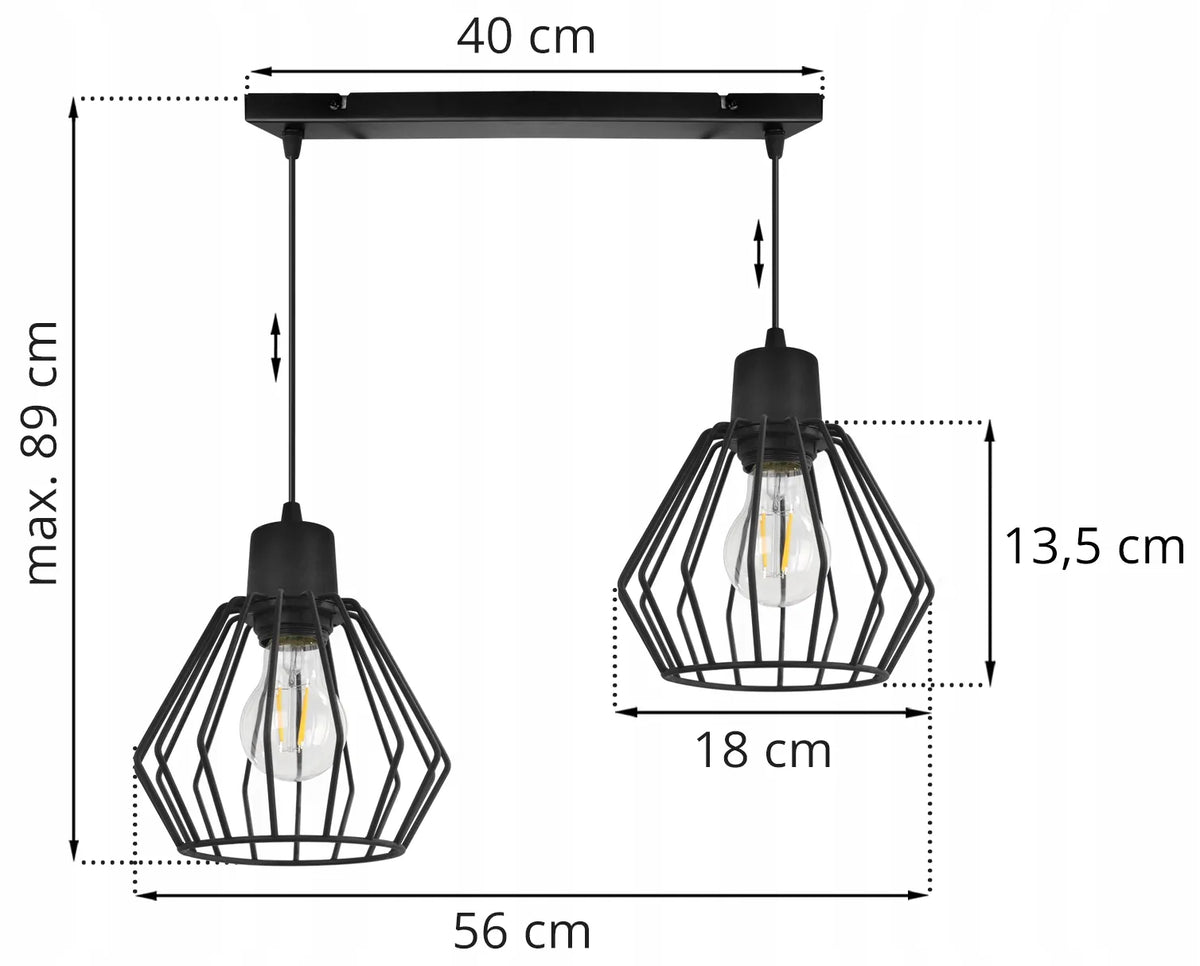 Juodas dvigubas pakabinamas lubinis šviestuvas-šviestuvų juosta „Light Home NUVOLA“ lofto stiliui svetainei