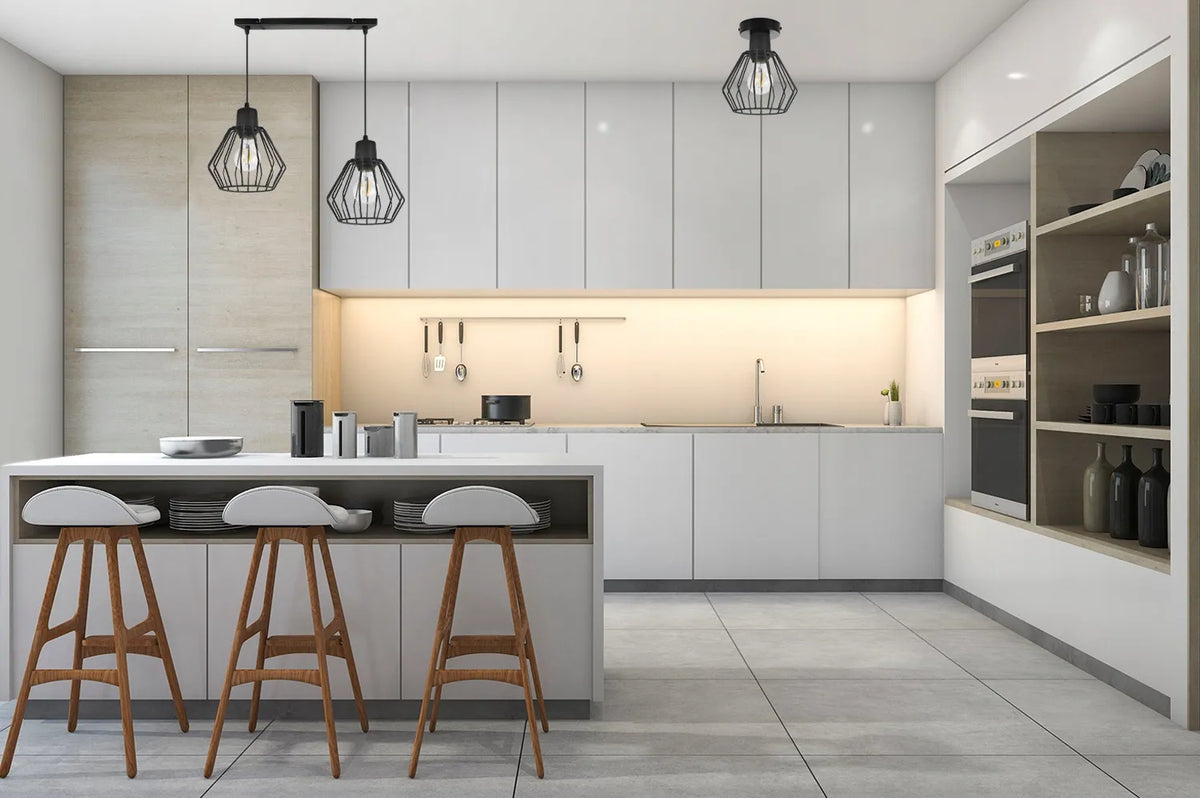 Juodas dvigubas pakabinamas lubinis šviestuvas-šviestuvų juosta „Light Home NUVOLA“ lofto stiliui svetainei